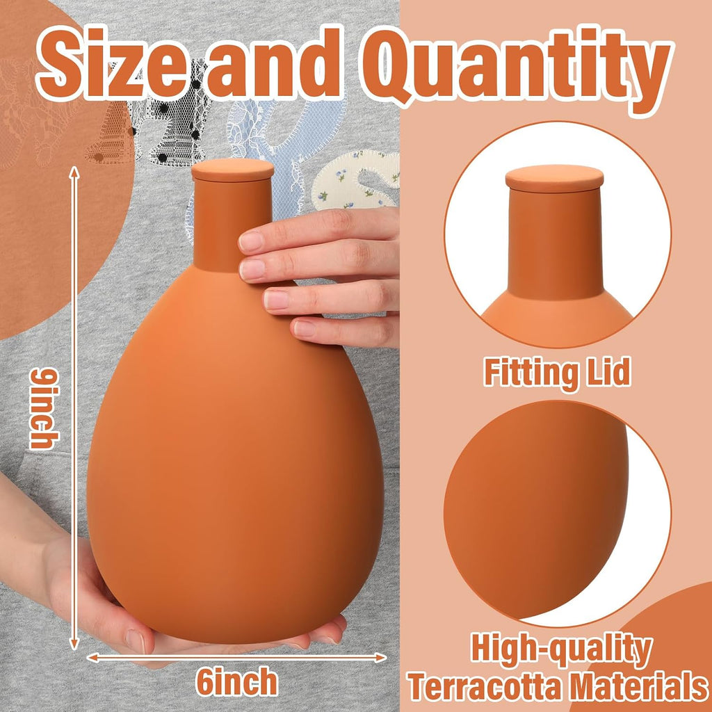 68 oz Large Olla Terracotta Self Watering Pot,Teardrop | Terracotta Olla, Garden Irrigation Insert, for Raised Beds