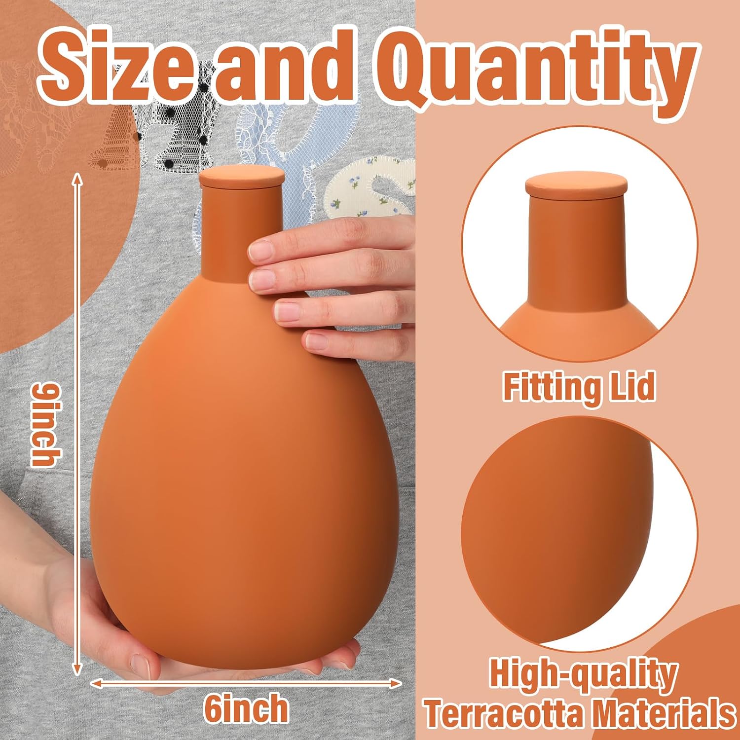 68 oz Large Olla Terracotta Self Watering Pot,Teardrop | Terracotta Olla, Garden Irrigation Insert, for Raised Beds