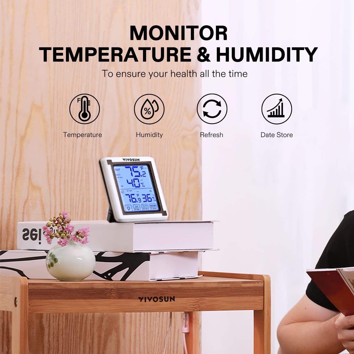 VIVOSUN 10"x20.75" Seedling Heat Mat and Digital Thermostat Combo Set MET Standard & Digital Hygrometer Indoor Outdoor