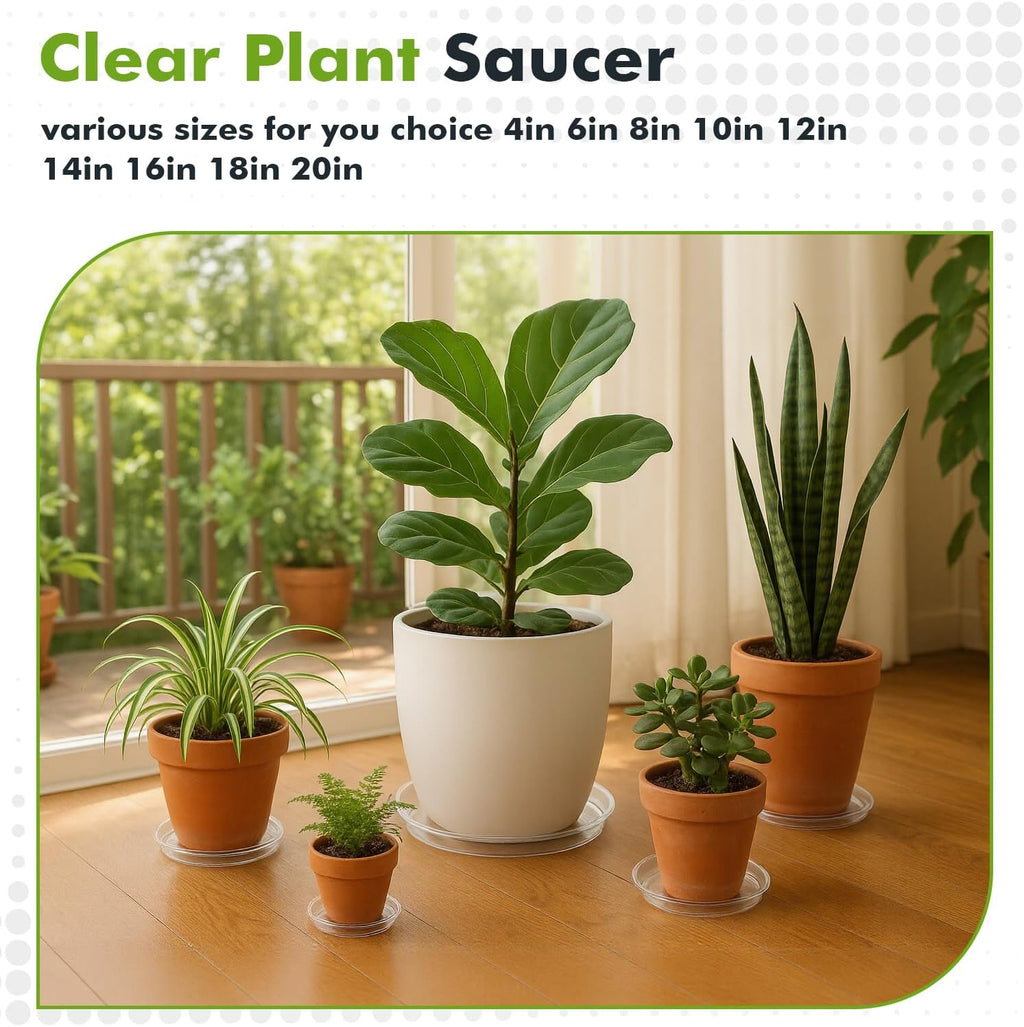 100 Packs 6 Inches Clear Plant Saucers for Indoor Outdoor Use Heavy Duty Plastic Plant Trays for Planter Bulk Flower