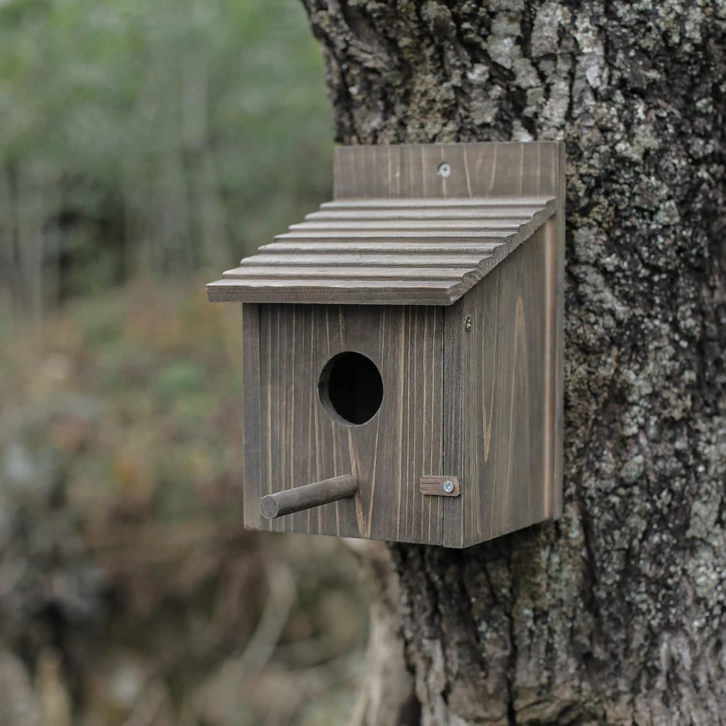 Weatherproof Bird House, Wooden Bird Houses for Outside with Pole, Durable Birdhouse for Finch, Bluebird, Cardinals