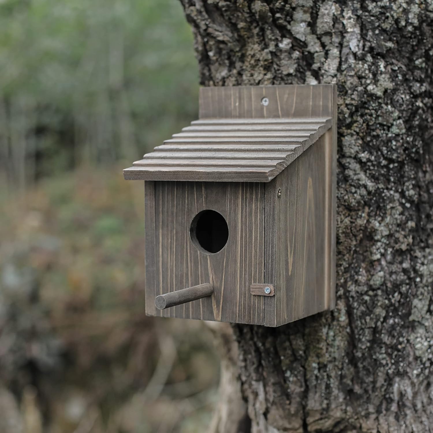Weatherproof Bird House, Wooden Bird Houses for Outside with Pole, Durable Birdhouse for Finch, Bluebird, Cardinals