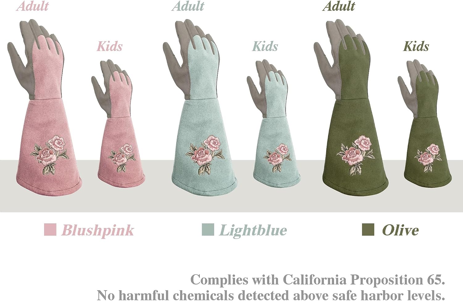 Rose Pruning Gloves with Forearm Protection, Thorn Resistant | Embroidery Design with Extra Long Cuff for Gardening and