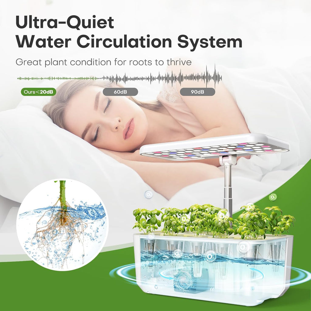 Indoor Garden Hydroponics Growing System: 10 Pods Kit with LED | Plant Germination Kit Herb Vegetable Growth Lamp