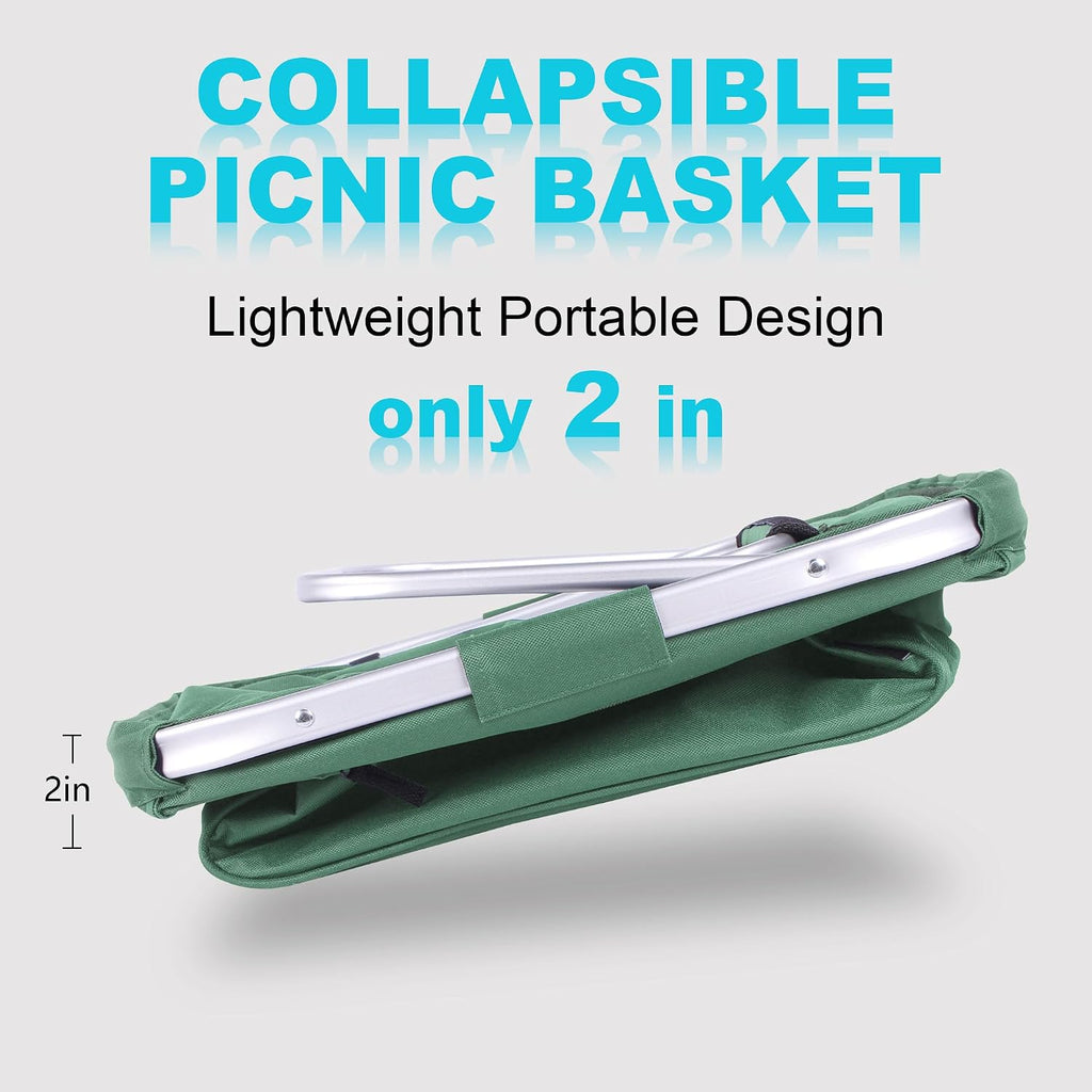Picnic Basket, SIYUAN 24L Collapsible Market Basket with Two Handles Portable Canvas Grocery Basket Reusable Christmas