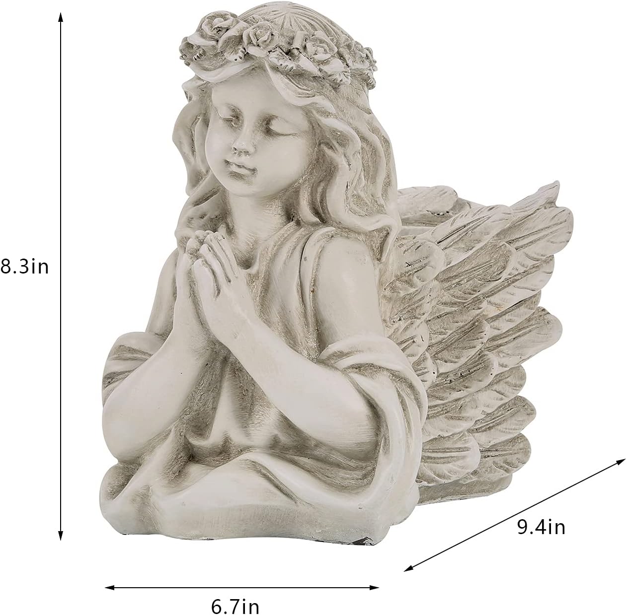 Praying Angel Bust Garden Statue Planters, Angel Wing Planters Pots Mini Vase for Patio, Lawn, Yard Art, Cemetery Grave