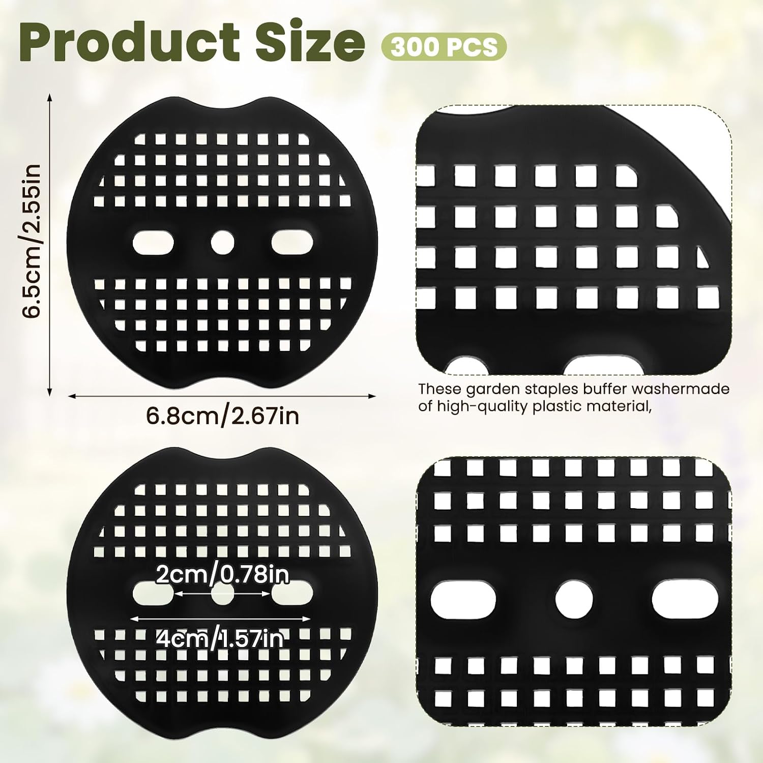 300Pcs Garden Staples Plastic Buffer Washer, Landscape Staple Gasket, Barrier Staples Washer, Yard Pins Pad for Barrier