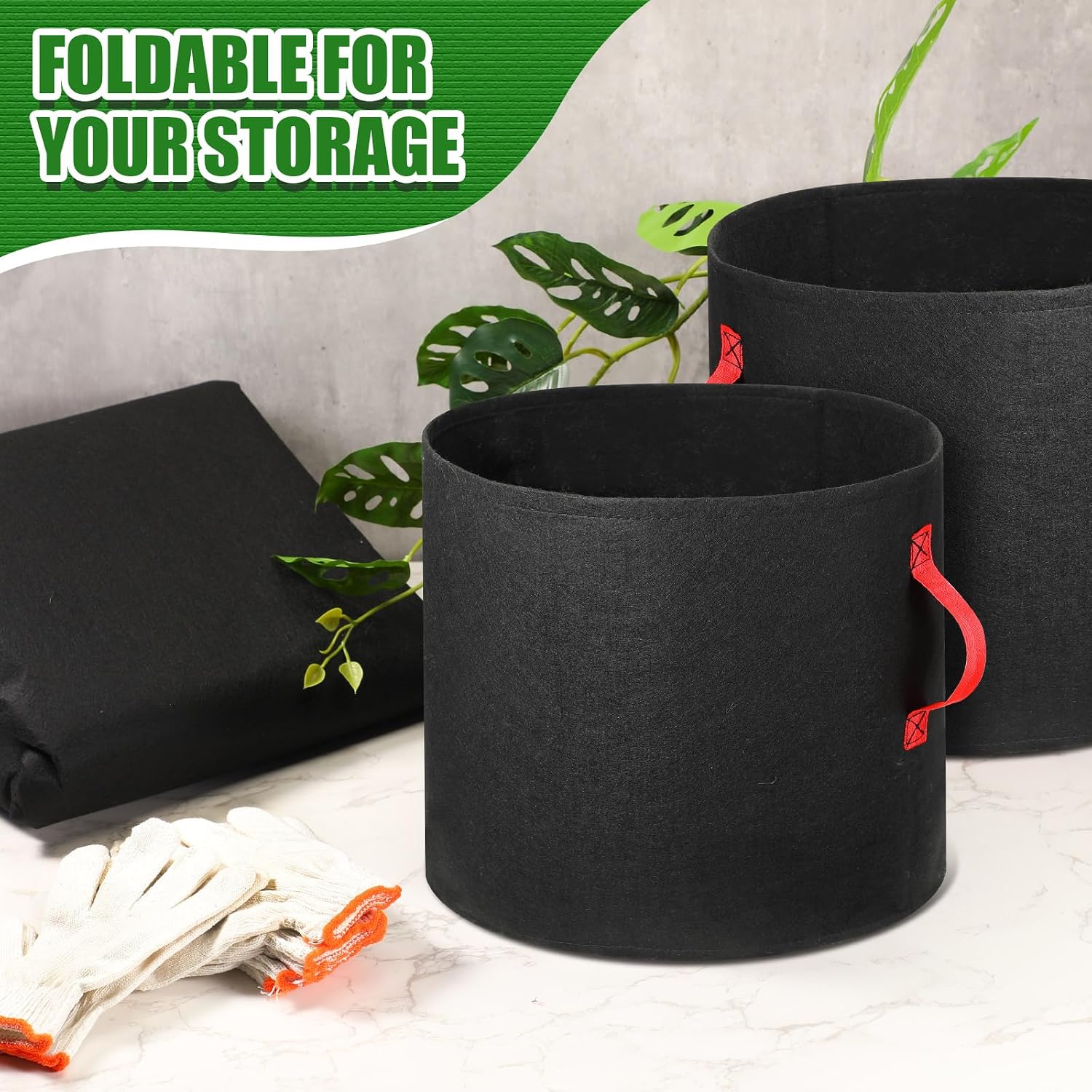 72 Pack 5 Gallon Plant Grow Bags Fabric Pots Bulk Aeration Heavy Duty Nonwoven Fabric Plant Pots with Handles Thick