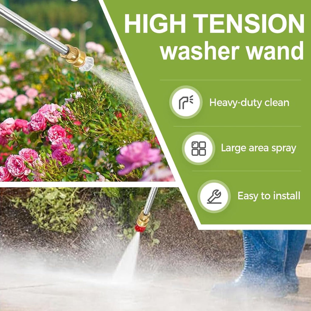 Jet Nozzle Power Washer Wand for Garden Hose - 2026 High Pressure Washer with 3 Interchangeable Nozzles for Car