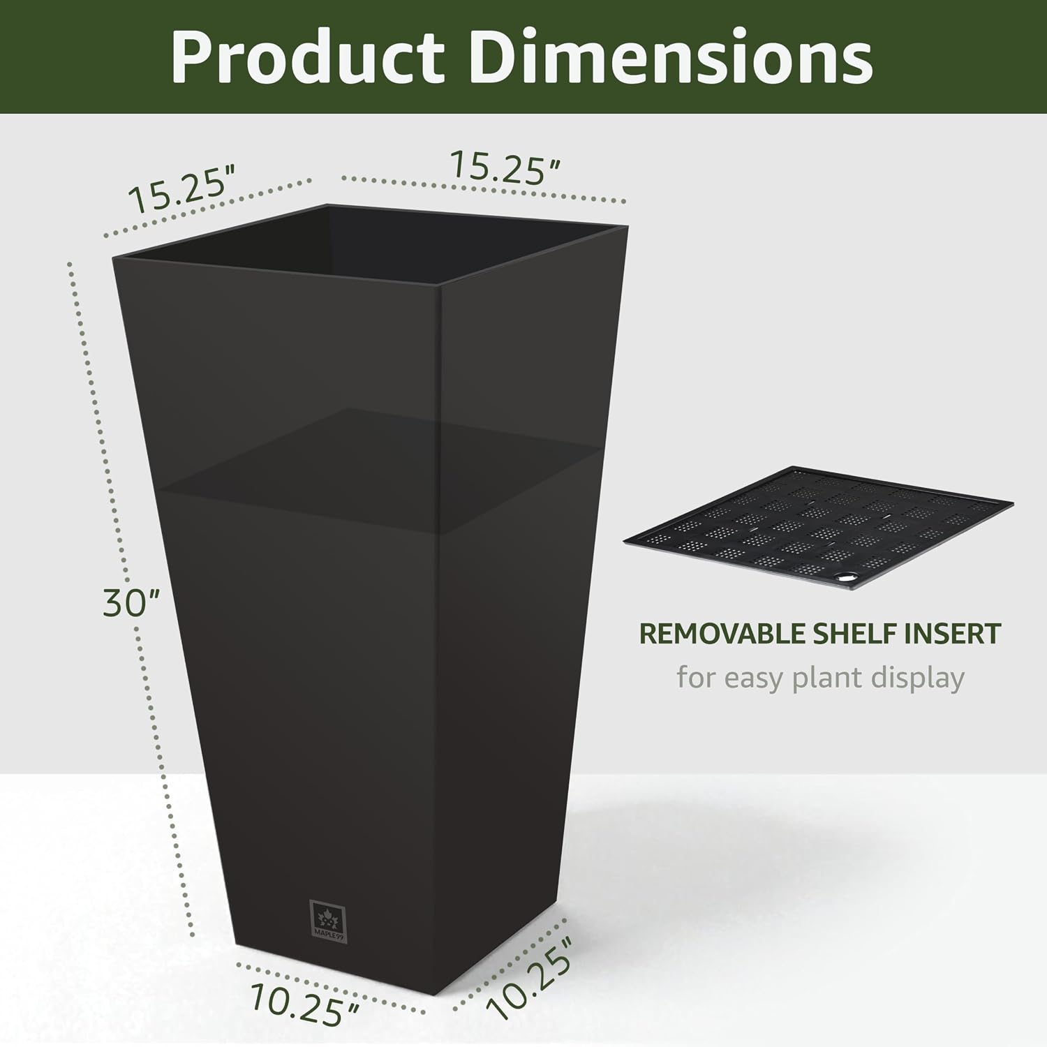 Tall Outdoor Planter 30 Inch 2-Pack, Tapered Design with Drainage Holes