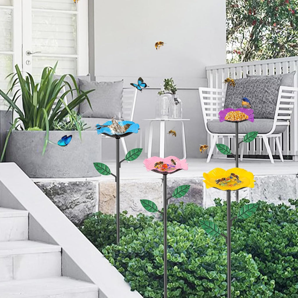 4 Pack Bee Watering Stations Metal Butterfly Bee Feeder for Yard Decor | 4 Pack Bee Watering Stations, Metal Bee