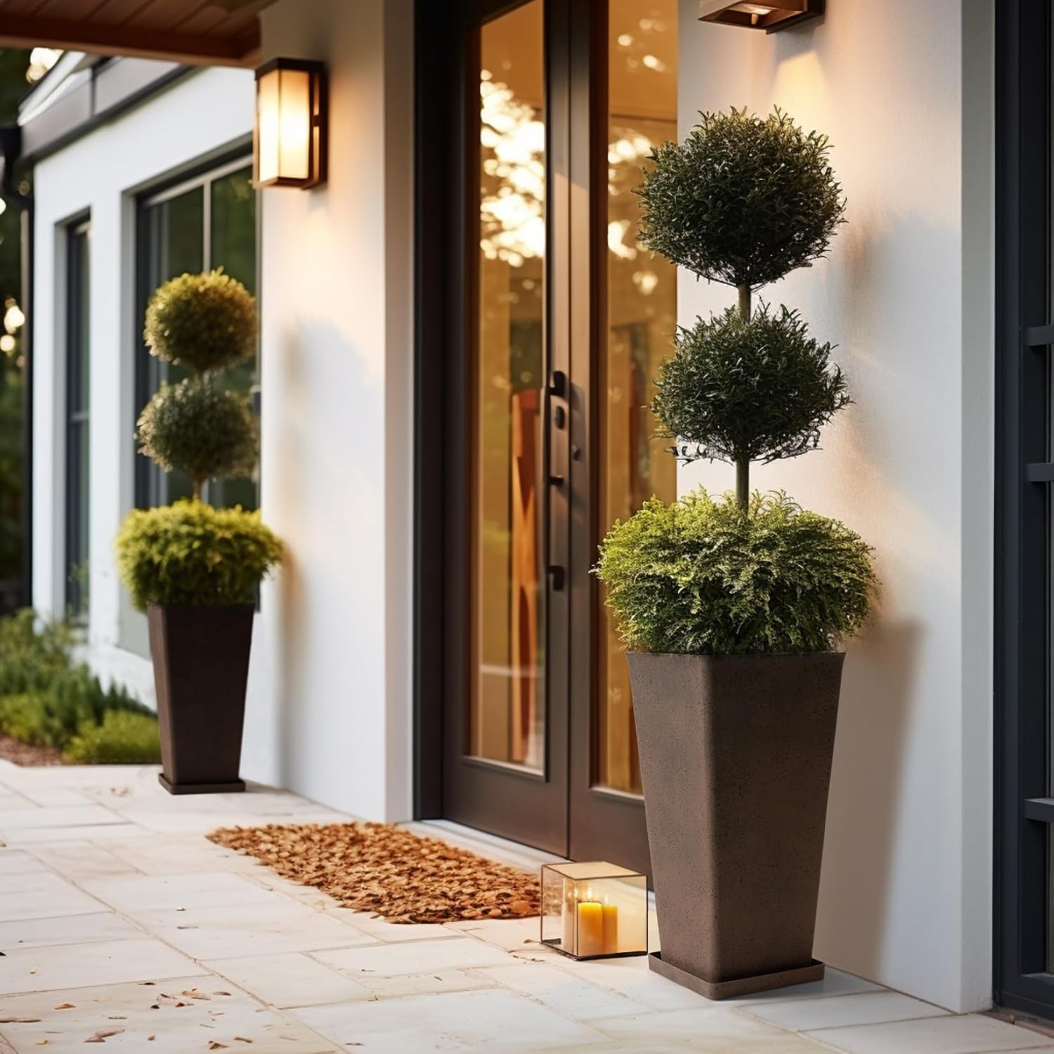 LA JOLIE MUSE Tall Outdoor Planters Set of 2, 20 Inch Large Tapered Planter | Tall Planters with Shelf Insert, Large