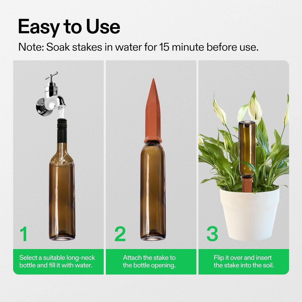 VIVOSUN 10Pcs Self-Watering Spikes, 7 Inch Hexagonal Terracotta Watering Stakes, Auto-Water Device, Planter Insert for