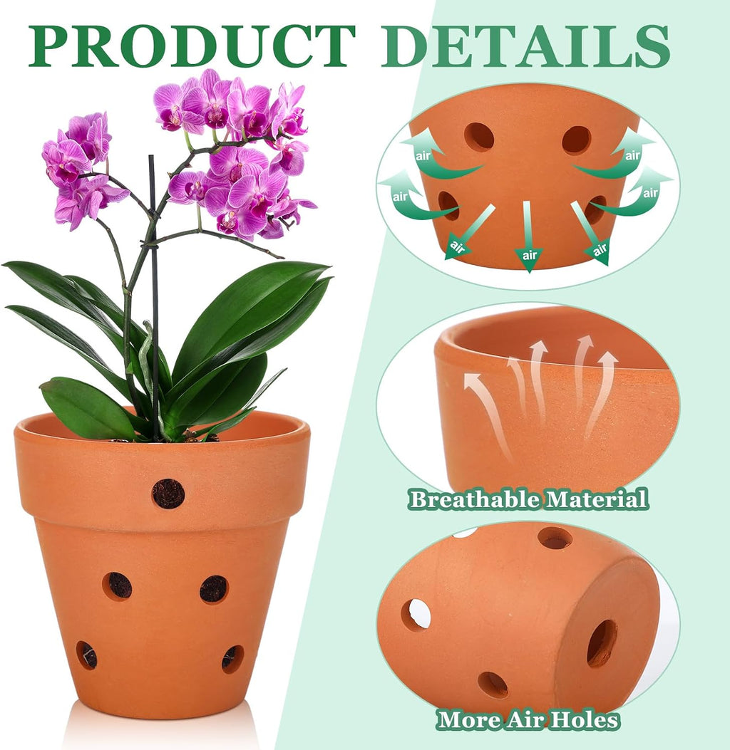 FoldTier 12 Pcs 4 Inch Terracotta Orchid Pot with Drainage Holes Small Clay Plant Flower Terracotta Pots Orchid Planter