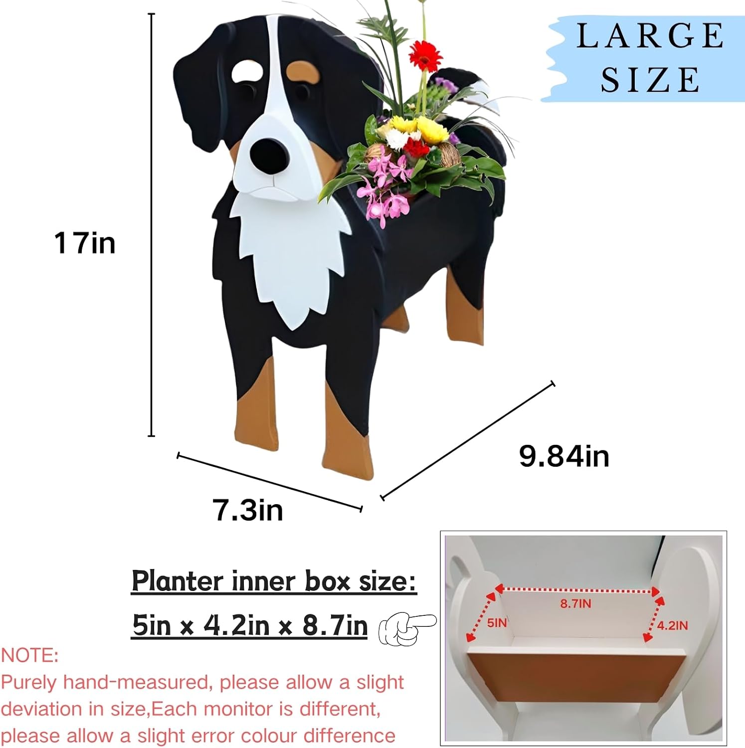 Bernese Mountain Dog Planter Pots, Animal Shaped Flower Pot | Large Cute Plant Gift for Women and Pet Lovers, Indoor