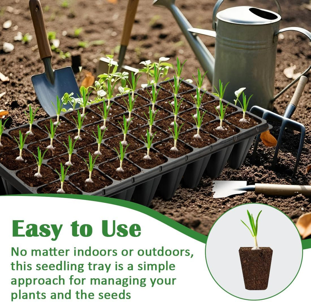 RooTrimmer 10 Pack 32 Cell Seed Starter Trays - Extra Deep 4.33" Plastic Nursery Trays, 20" x 10"，Fits Standard 1020