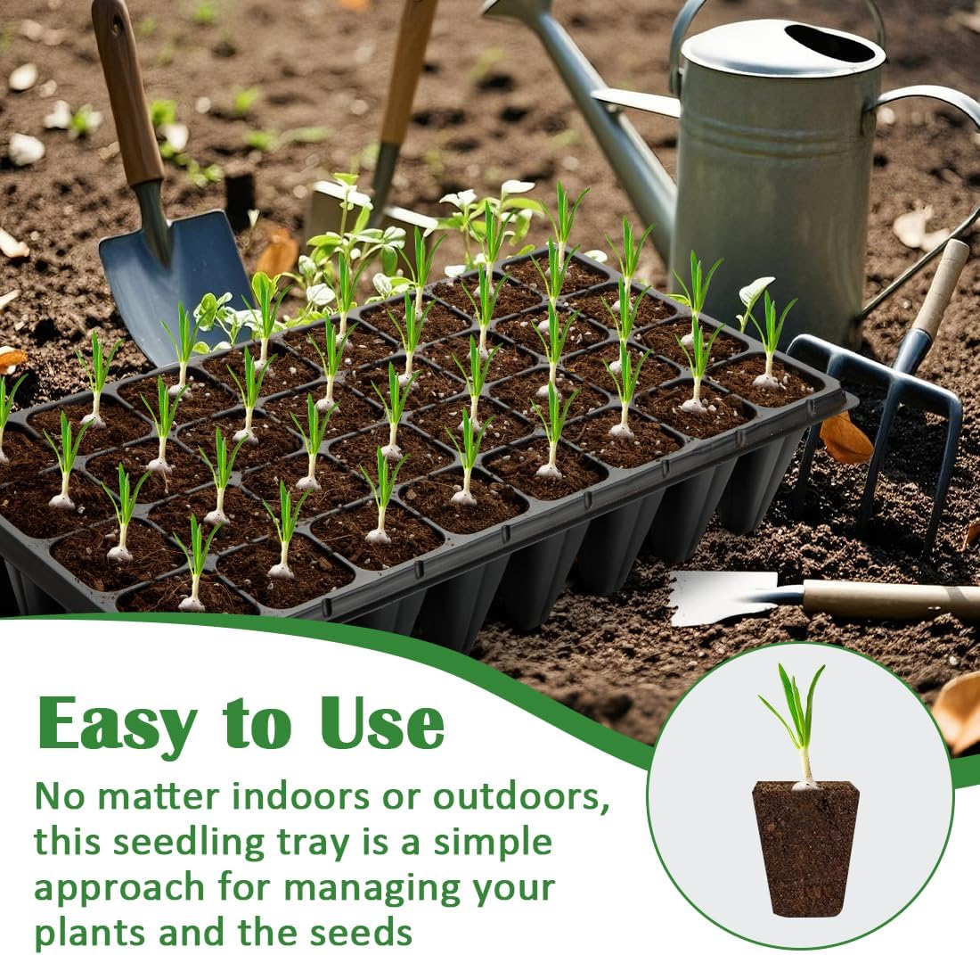 RooTrimmer 10 Pack 32 Cell Seed Starter Trays - Extra Deep 4.33" Plastic Nursery Trays, 20" x 10"，Fits Standard 1020