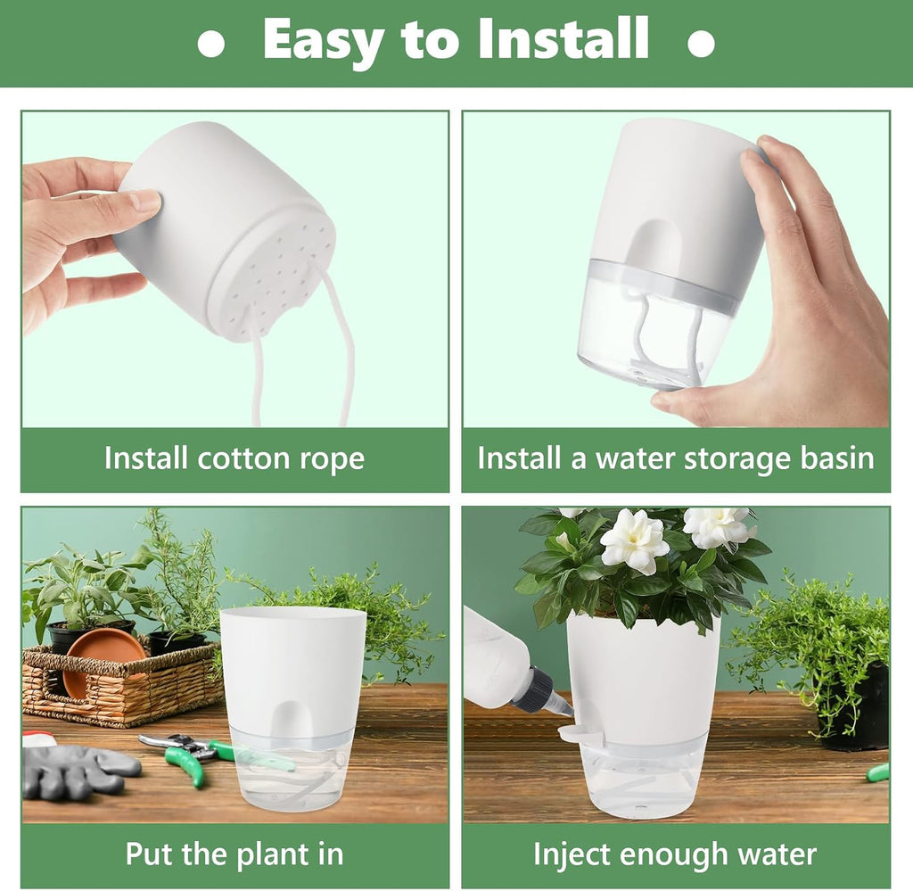 JMIATRY 15PCS Self Watering Pots 4 Inch Self Watering Planters for Indoor Plants Plastic 4 Inch Self Waterings Pots for