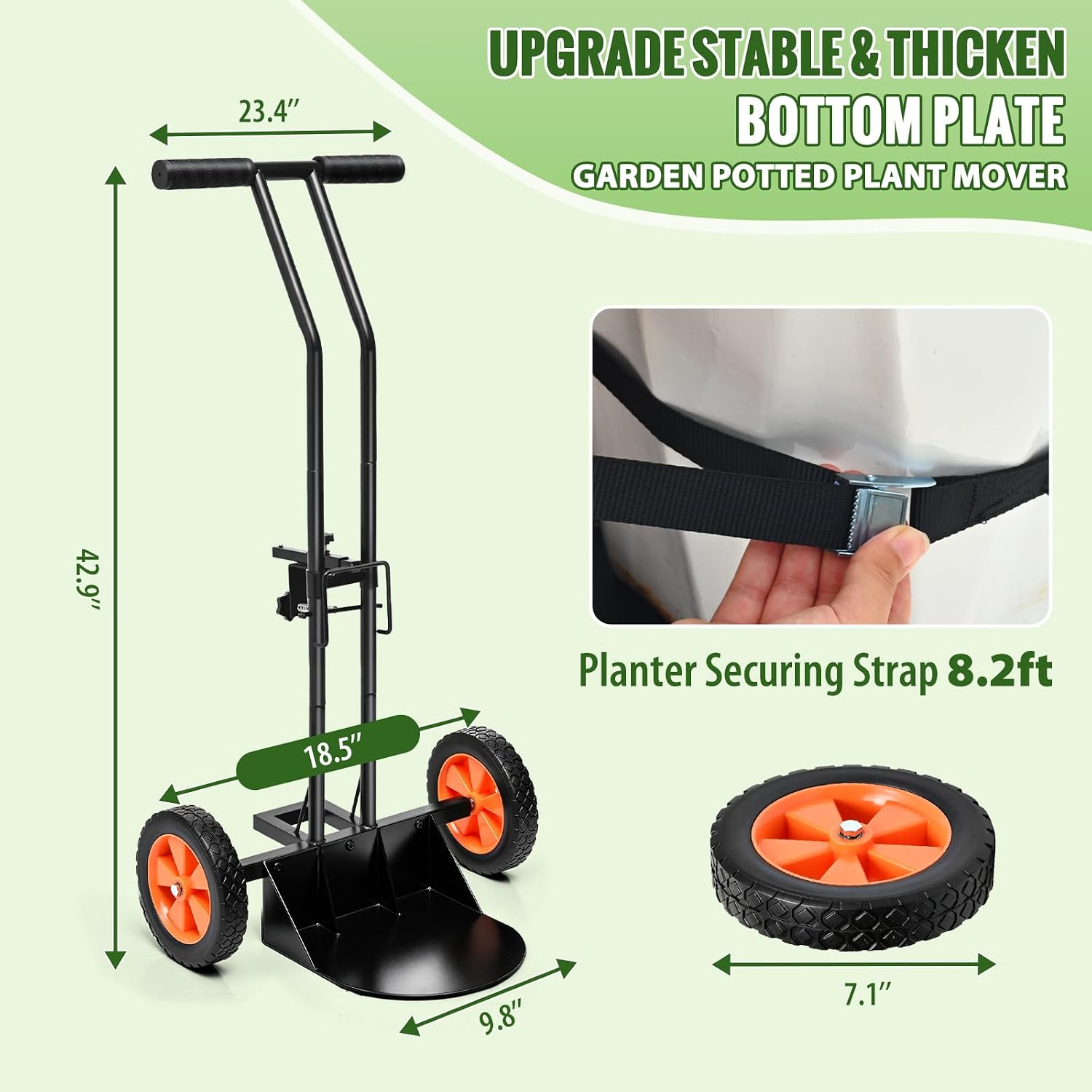 Plant Caddy with Wheels, 180LBS Stable Steel Base, No Deforming | Adjustable arms fit 4-30" pots, Ergonomic &