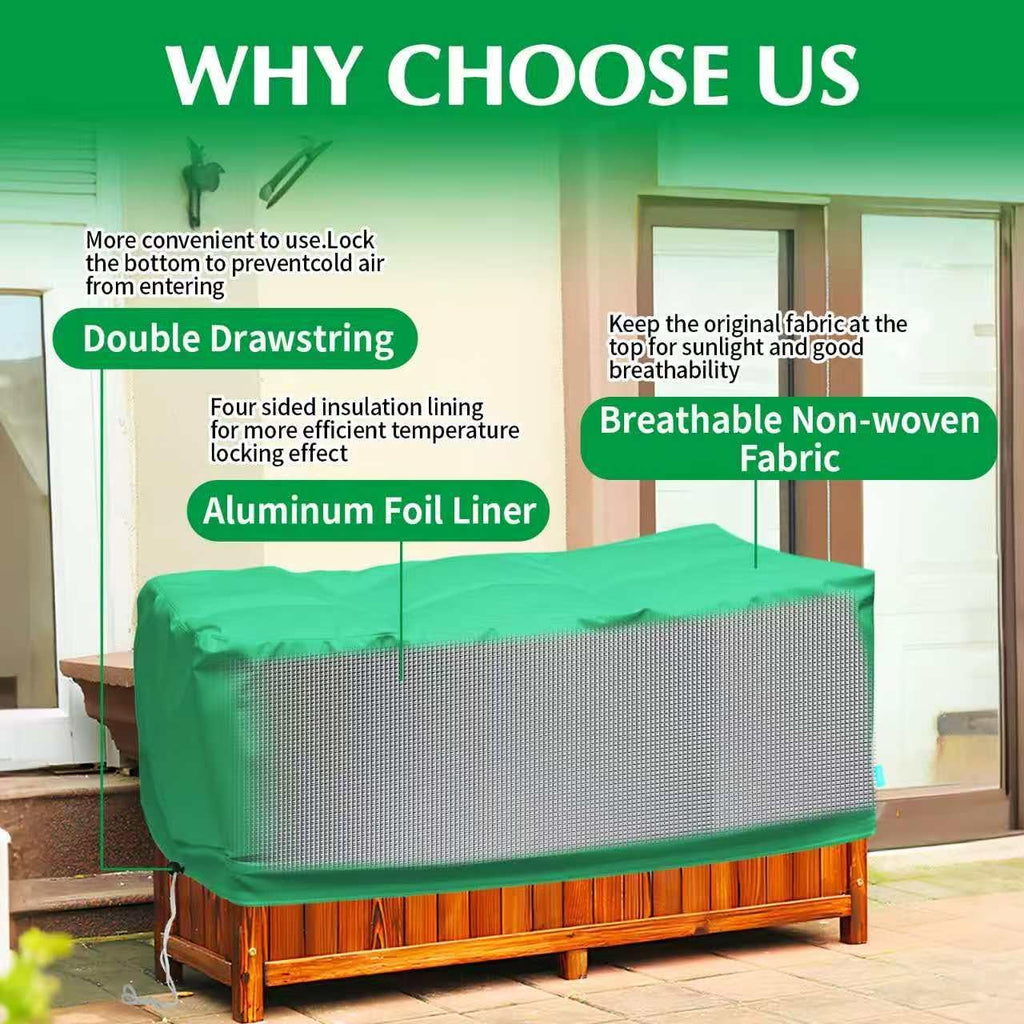 2 Pack 59" x 35" x 17" Upgraded Insulation Raised Garden Bed Cover with Thermal Aluminum Film Liner, Rectangular Plant