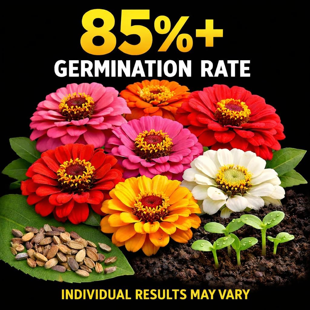 Zinnia Seeds California Giants Package of 10,000 Wildflower Seeds - Wild Flower Seeds Large Bright Blooms, Pure Non-GMO