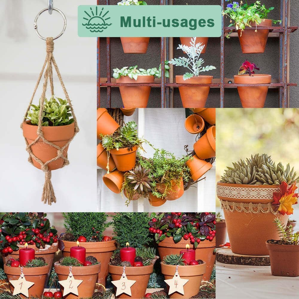 Terra Cotta Pots with Saucer - 6 Pack 5 Inch Clay Pot Ceramic Pottery Planter Cactus Flower Pots Succulent Pot Drainage