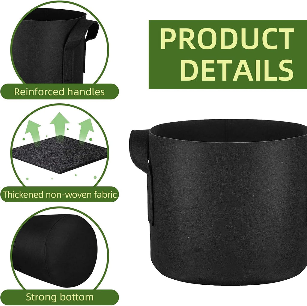 24 Pack 15 Gallon Grow Bags, Heavy Duty Thickened Aeration Fabric Pots with Handles for Vegetable/Flower/Plant