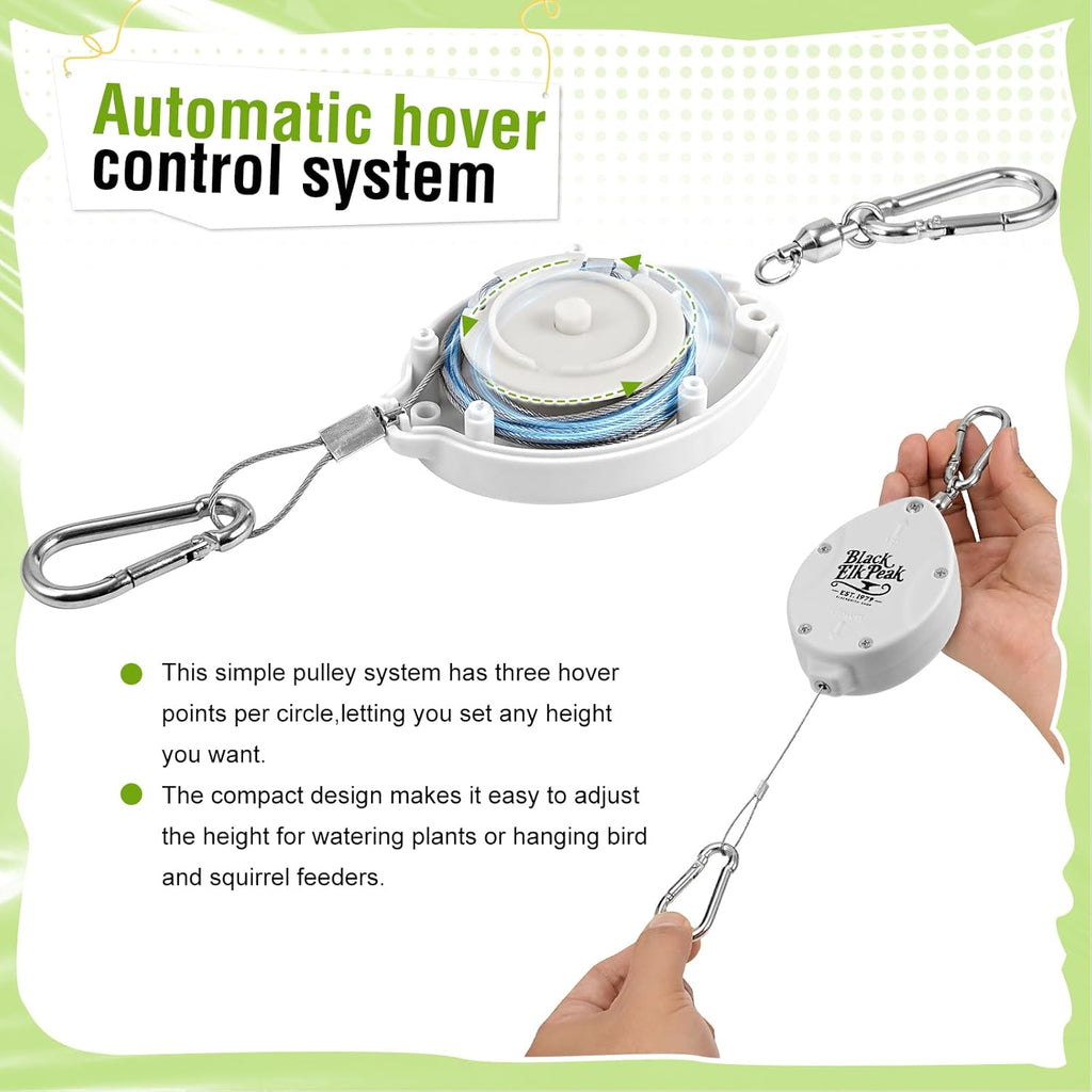 Plant Pulleys for Hanging Plants, Heavy Duty Retractable Hangers, 304 Stainless Steel Rope, Auto Plant Holder