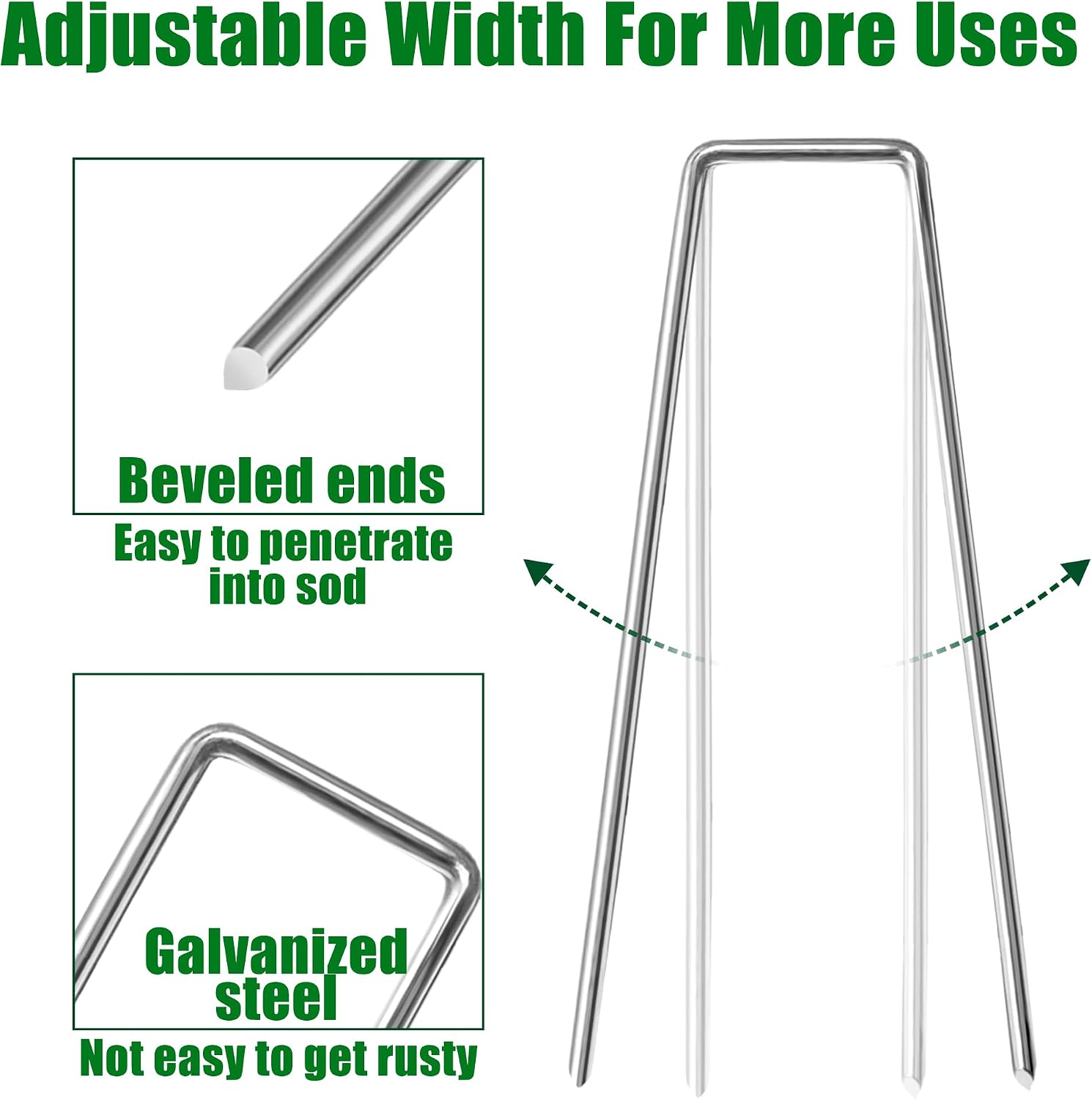 500 PCS Landscape Staples 6 Inch Galvanized Garden Stakes Garden Staples Pins Anti-Rust Ground Stakes for Weed Barrier