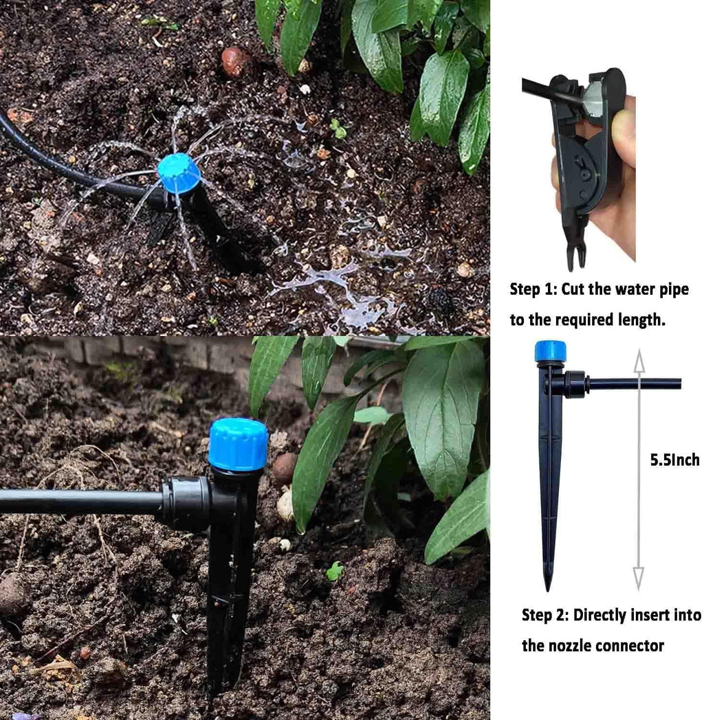Drip Irrigation Kit for Garden,Main ID 1/2inch 16.5Ft and 1/4inch 96Ft Water Hose, Watering System Sufficient Water