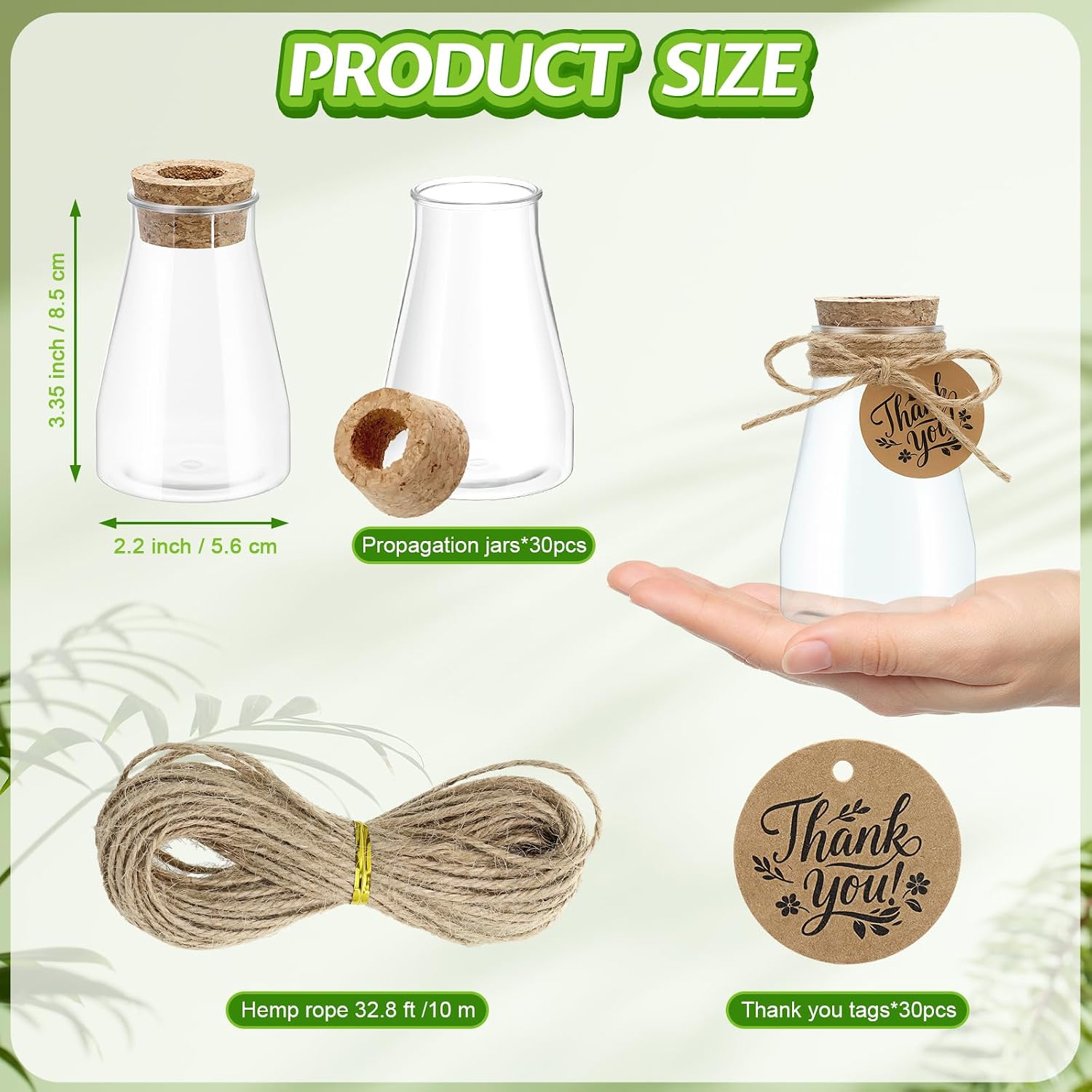 30PCS Plant Propagation Stations 3.35'' Plastic Propagation Jars Clear Vase | Clear Hydroponic Small Vase with Cork