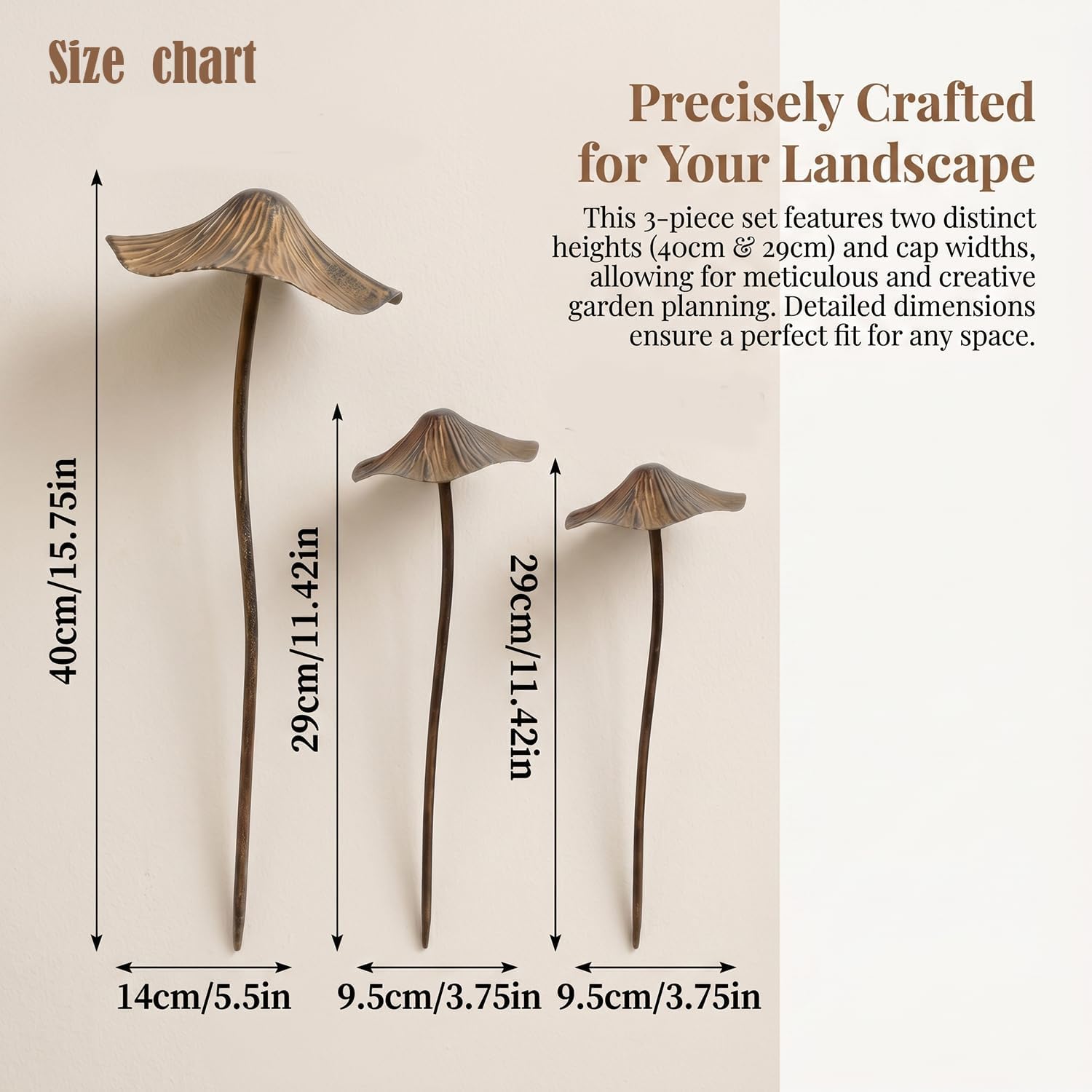 3 Pack Large Mushroom Garden Decor, Outdoor Mushroom Decor Metal Garden Stakes, Rust Finish Mushroom Statue Yard Art