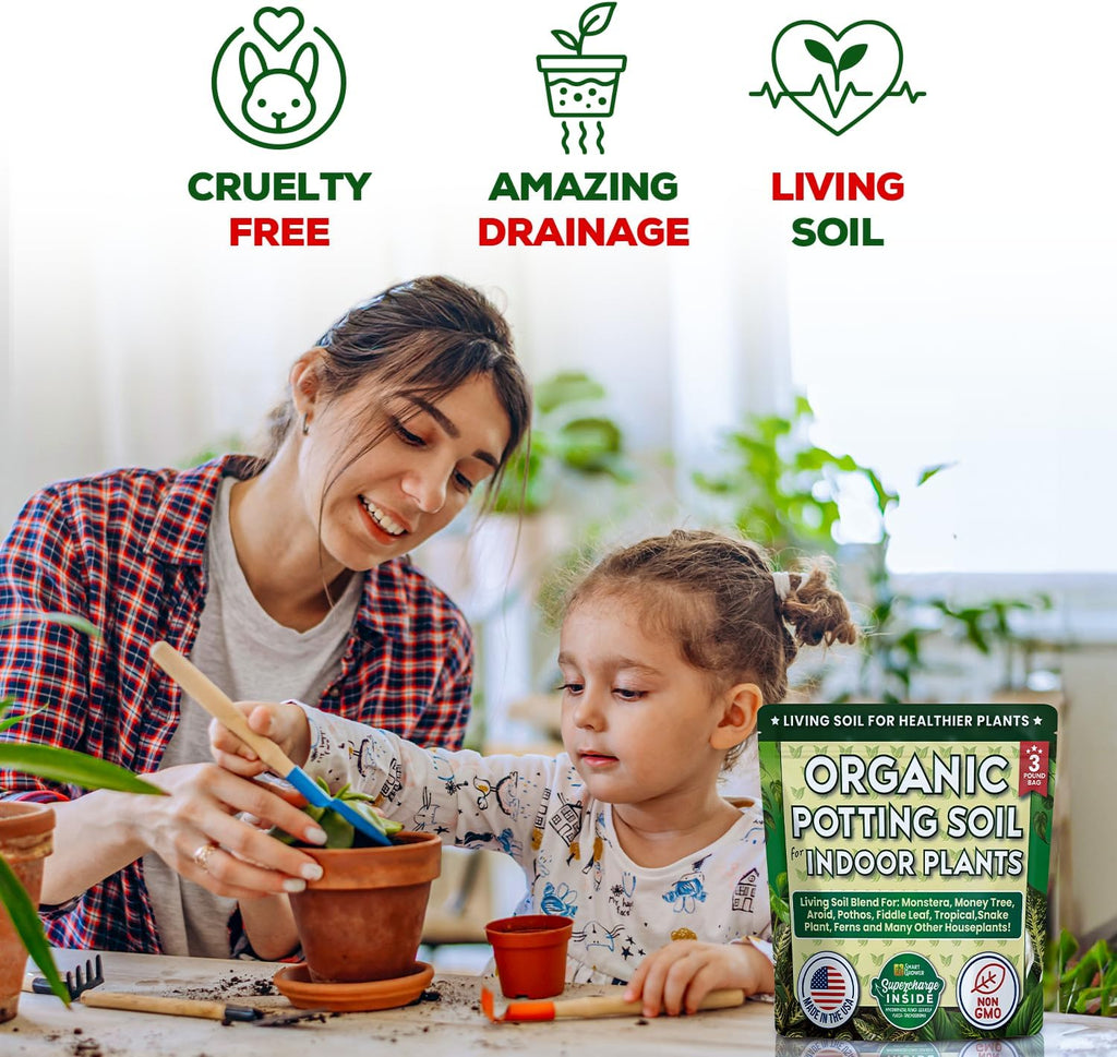 Organic Potting Soil for Indoor Plants, Living Soil, Ready to Use, 3 LB | Boost House Plant Growth for Monstera, Fiddle
