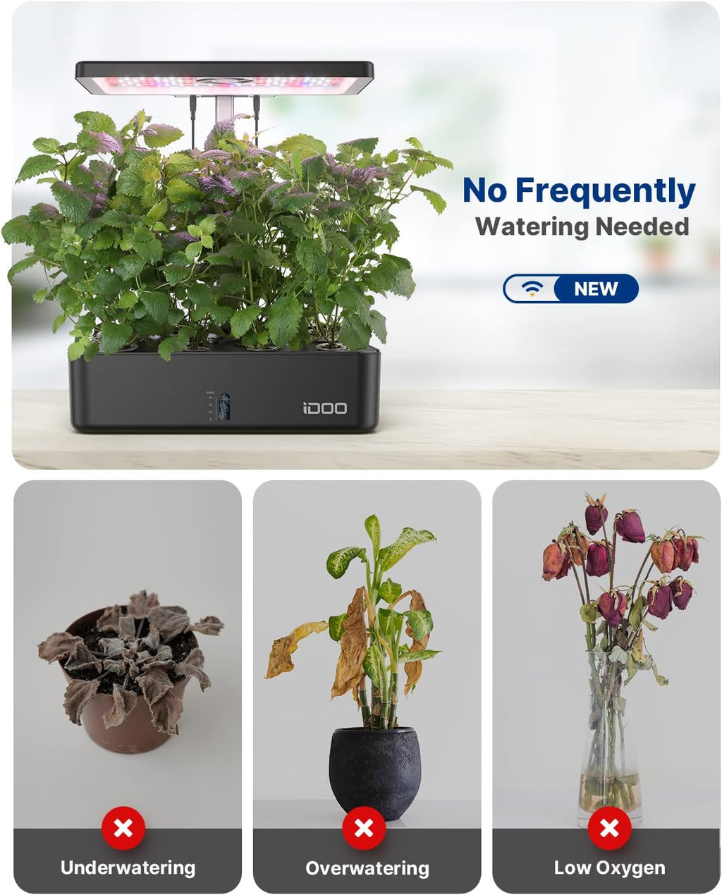 iDOO Hydroponics Growing System Kit 12Pods, Christmas Gifts for Women Mom, Herb Garden Indoor with LED Grow Light for