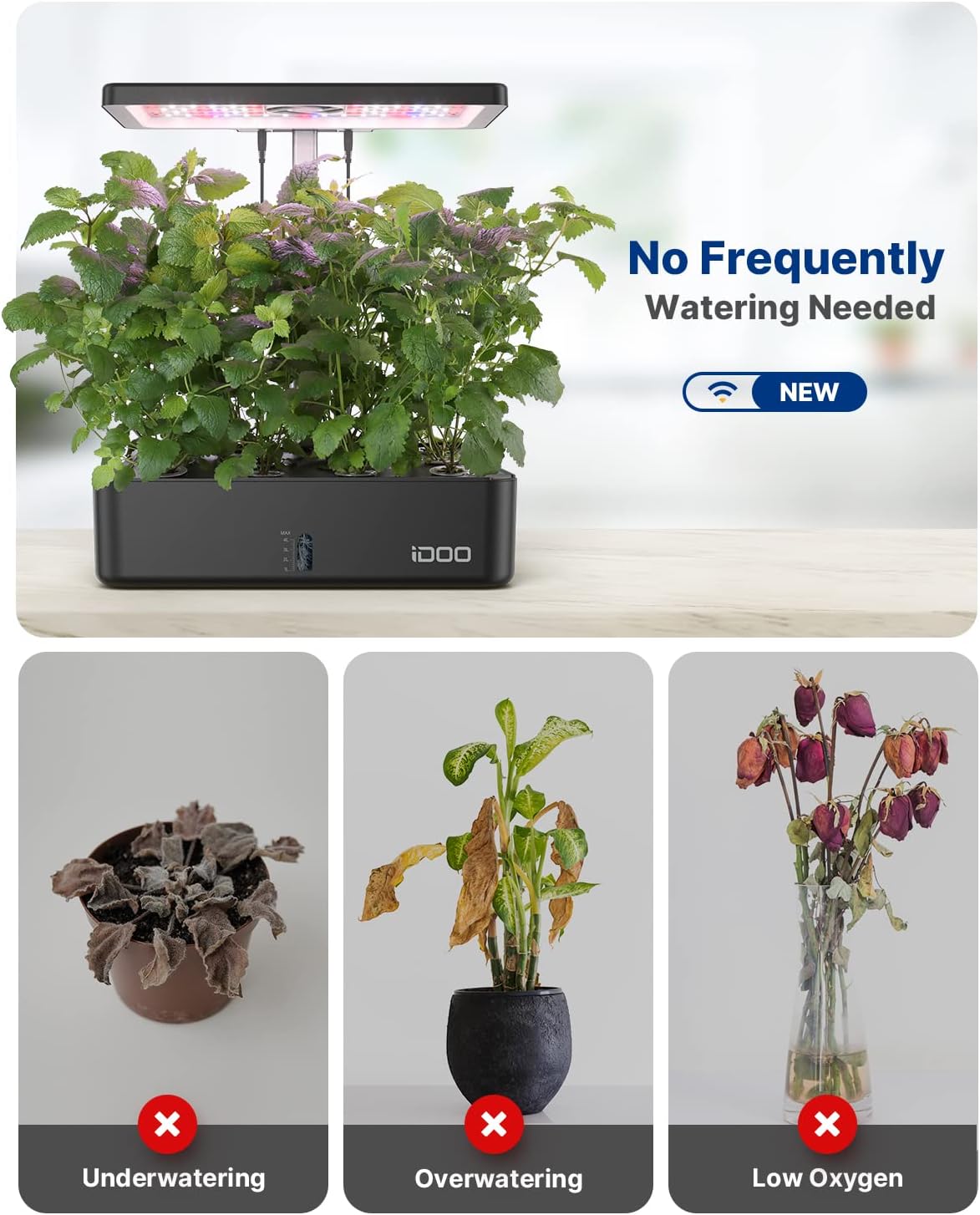 iDOO Hydroponics Growing System Kit 12Pods, Christmas Gifts for Women Mom, Herb Garden Indoor with LED Grow Light for