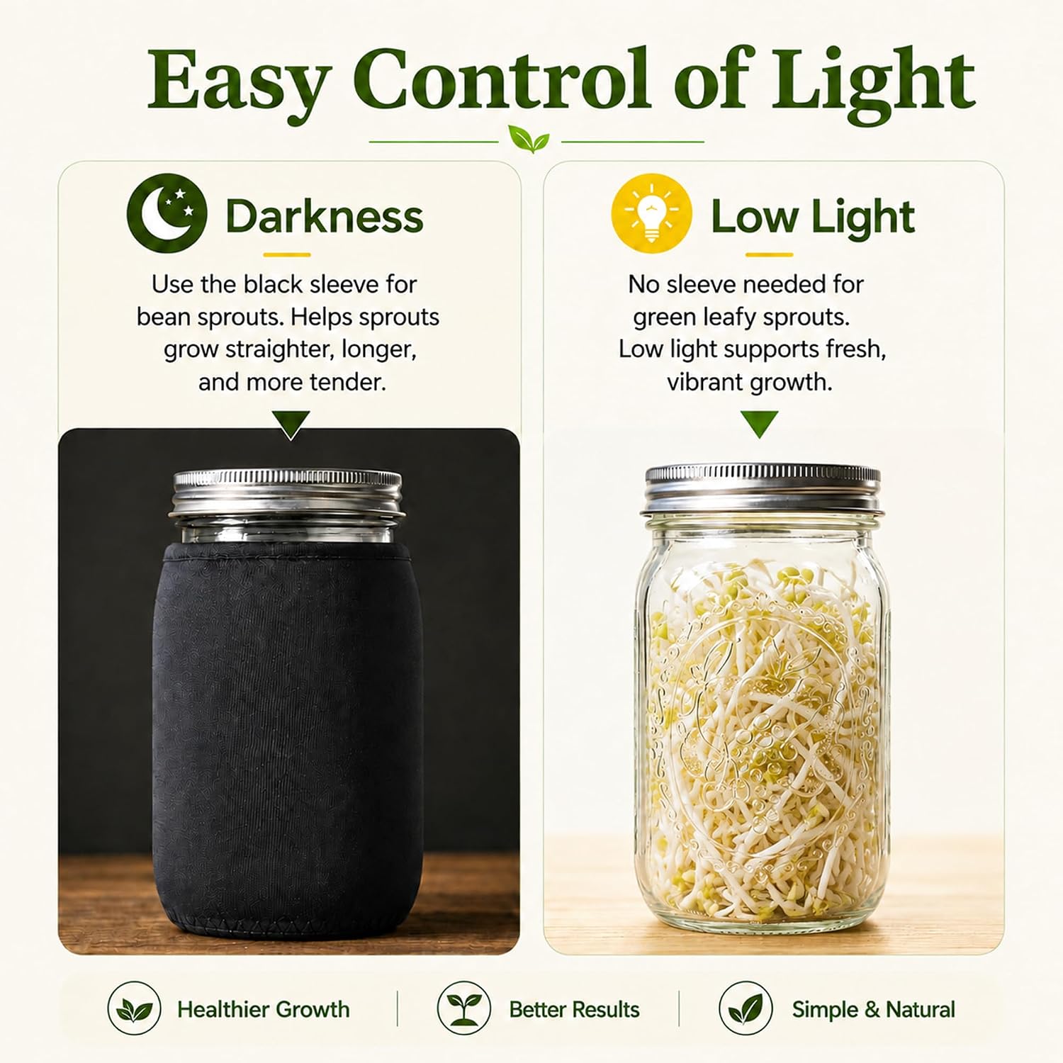 Sprouting Jar Kit,2pcs 1000ml Wide-Mouth Mason Jars with 316 Stainless Steel Sprouting Lids