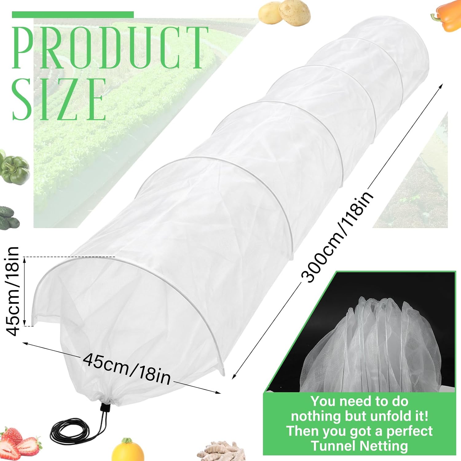 1 Pcs 18 x 118 inch Mesh Garden Greenhouse Tunnel Netting Protection Netting Pest Barrier Vegetable Plant Ultra Fine