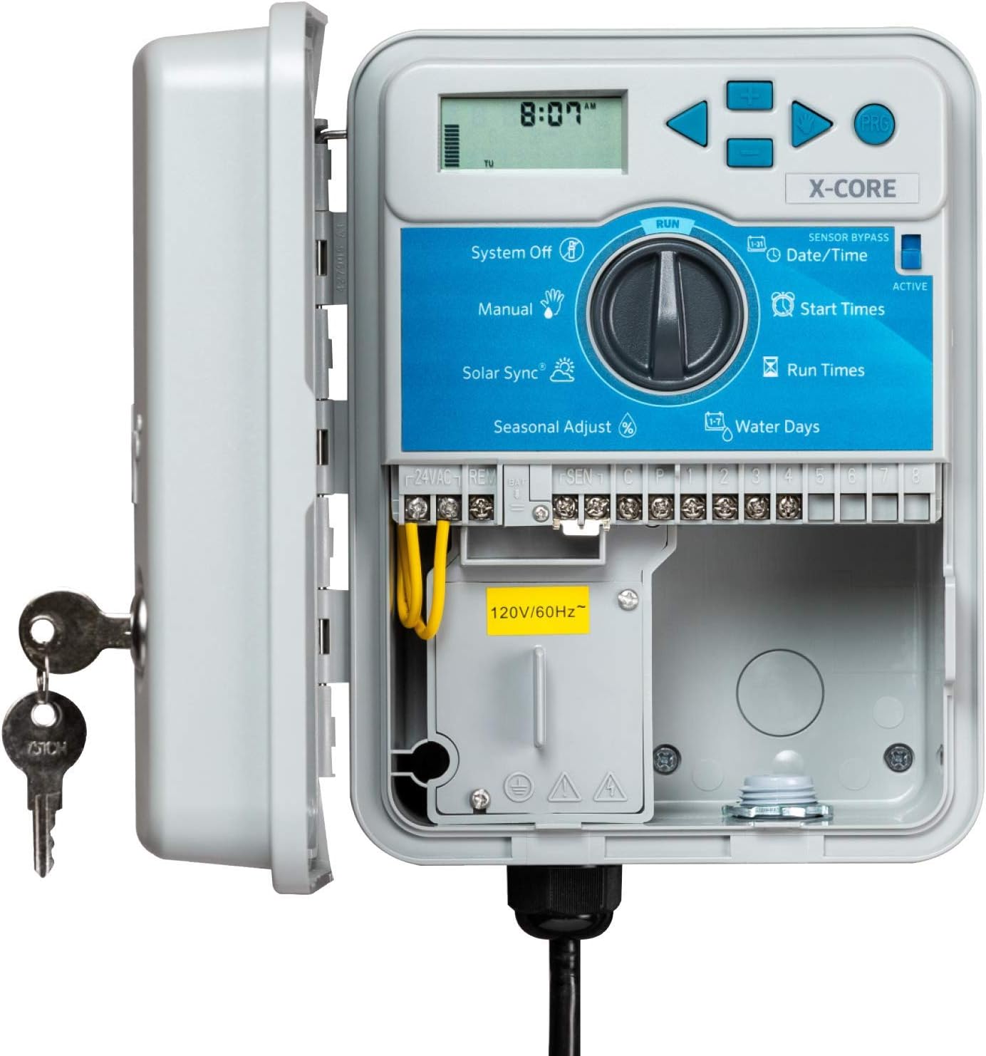 Hunter X-Core 4 Zone Sprinkler Timer, Indoor/Outdoor Sprinkler Controller | 4 station irrigation controller with