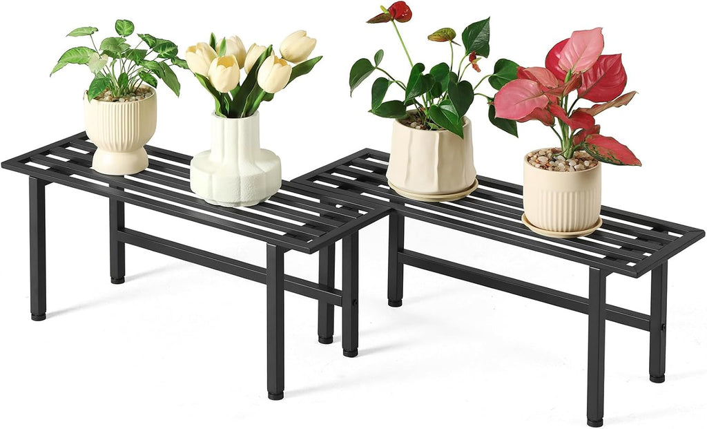14" Metal Plant Stand Indoor Outdoor, 2 Pack, Heavy Duty Pot Risers