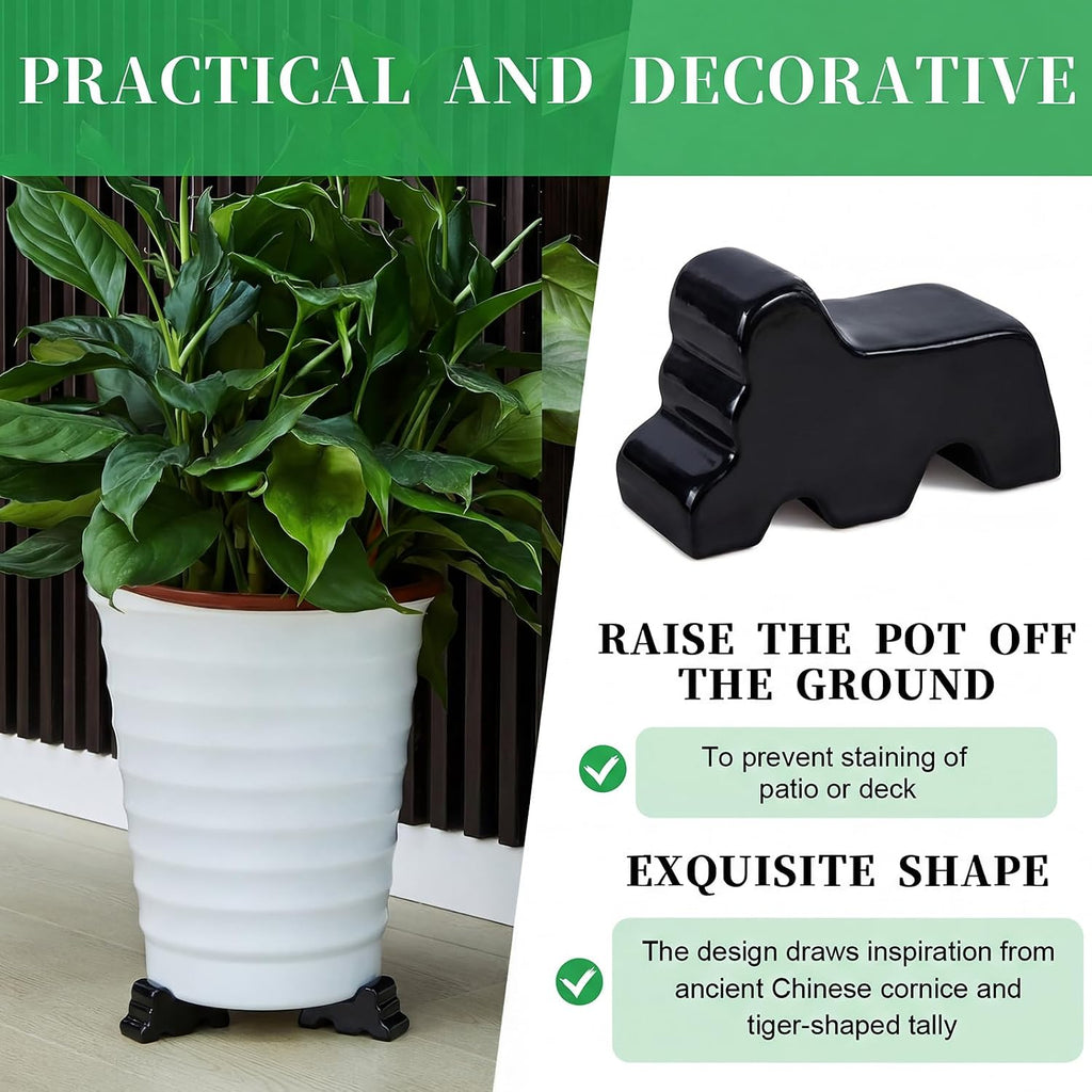Kigeli 12 Pcs Resin Pot Feet for Outdoor Planters 3 Inch Long 1.5 Inch Tall Flower Handmade Elevator Plant Feet Frost