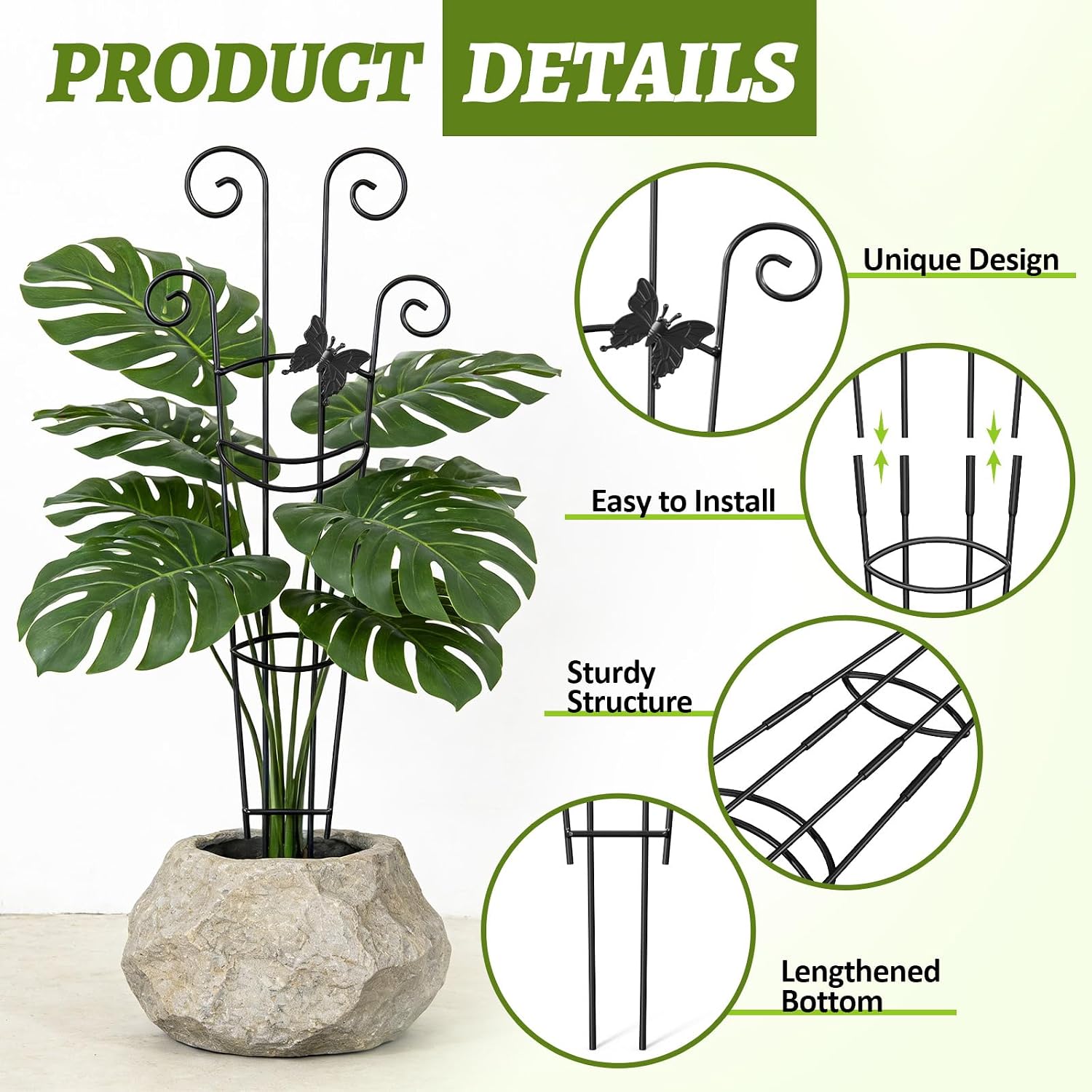 Plant Trellis 2 Pack Plant Trellis Indoor 29.96 in Expandable Metal Garden Trellis for Climbing Plants Sturdy