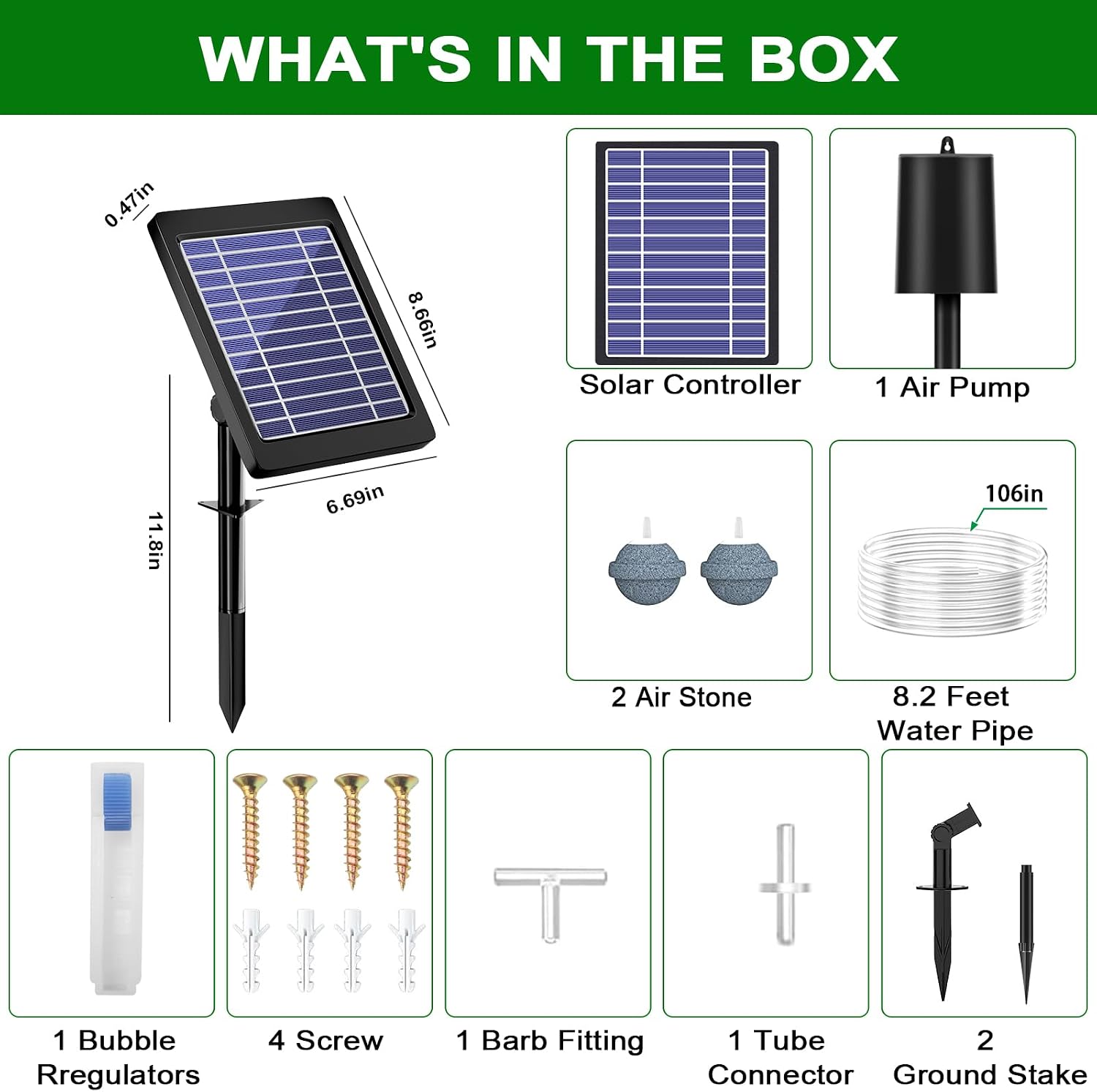Solar Pond Aerator with Air Pump, 3 Modes(18H/36H/72H) Solar Aerator for Ponds Outdoor, 4W & 2200 mAh Solar Powered Air