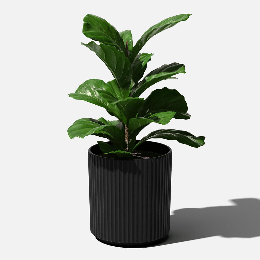 Veradek Demi Series Planter - Large Round Outdoor Planter | Made From a Durable Plastic-Stone Composite With