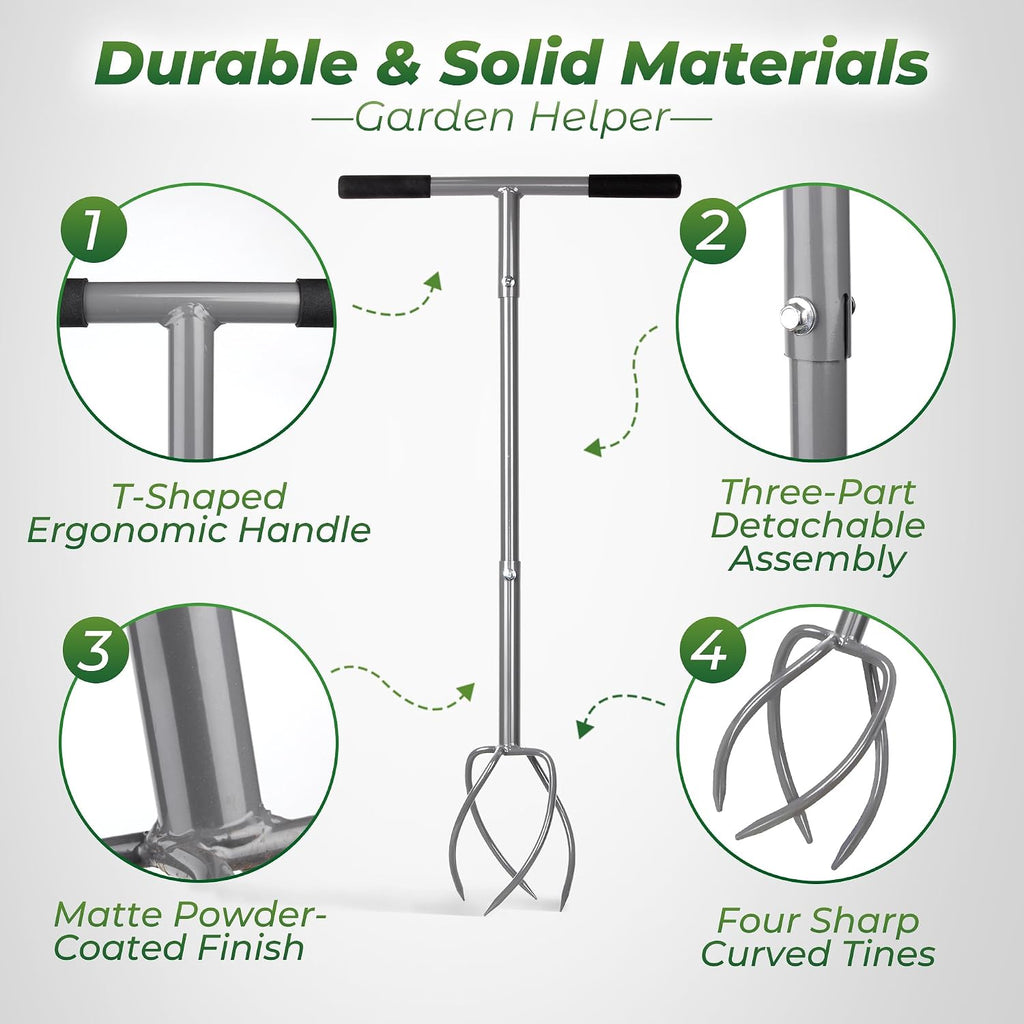 Walensee Twist Tiller with Large Steel Claw for Garden Soil Loosening | Manual Hand Tiller Cultivator, Large Steel