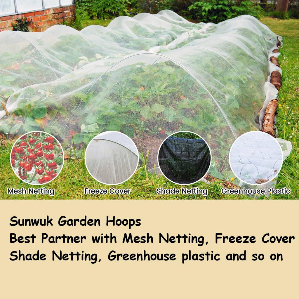 Garden Hoops, Sunwuk Pink Greenhouse Hoops for 2.5-5.5ft Wide Raised Beds, Small Garden Tunnel Hoops for Row Cover, 4