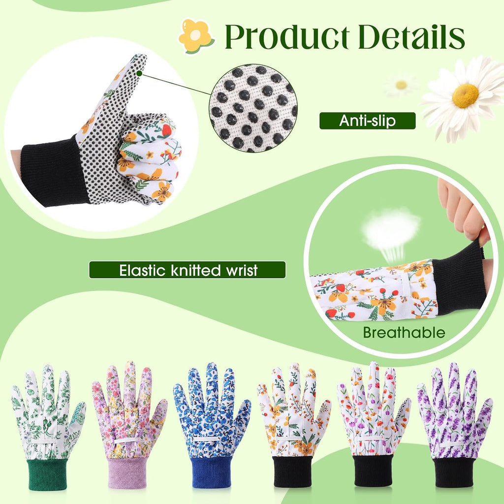 Cutecrop Garden Gloves for Women 9.5" Floral Gardening Gloves Lightweight and Machine Washable Gift for Gardeners PVC