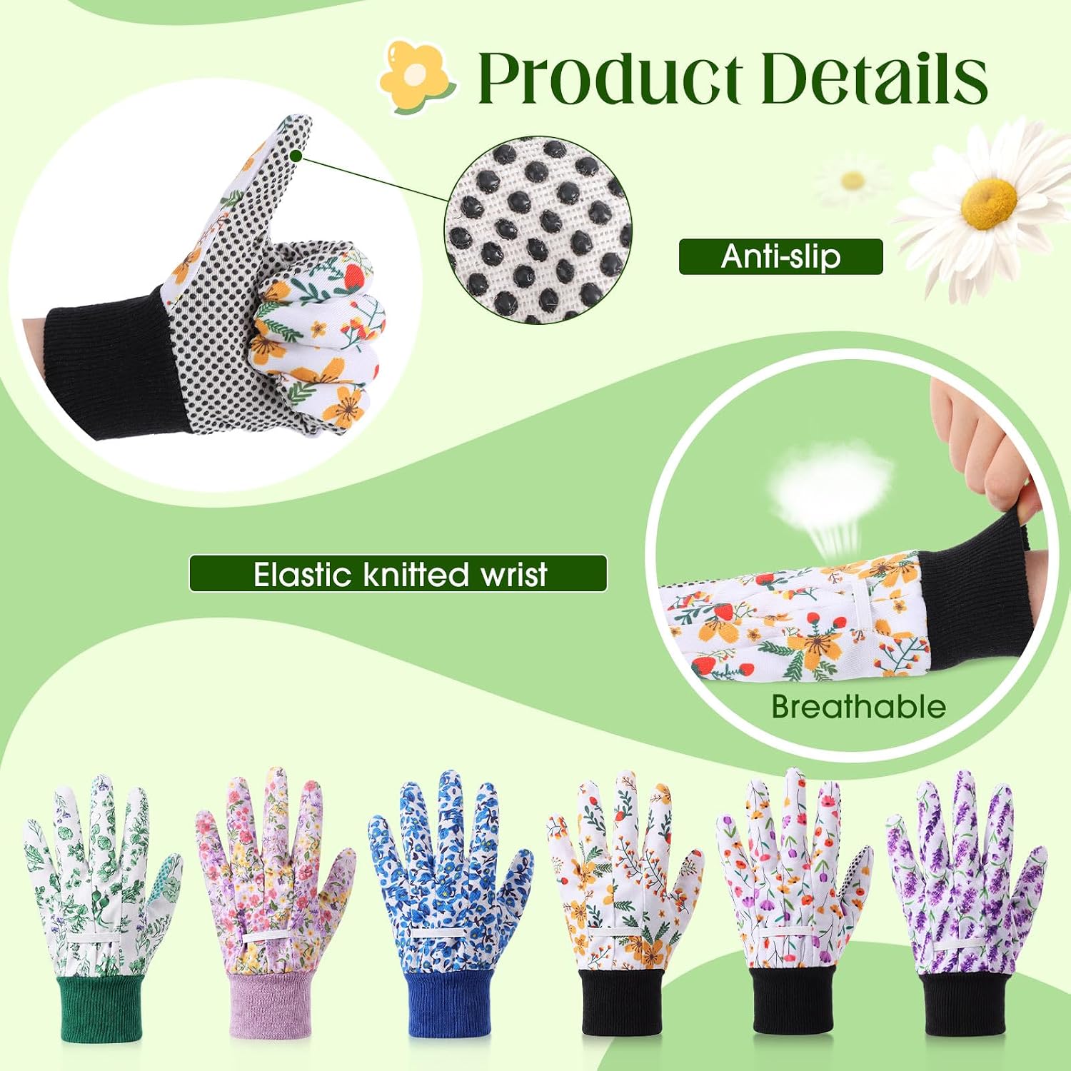 Cutecrop Garden Gloves for Women 9.5" Floral Gardening Gloves Lightweight and Machine Washable Gift for Gardeners PVC