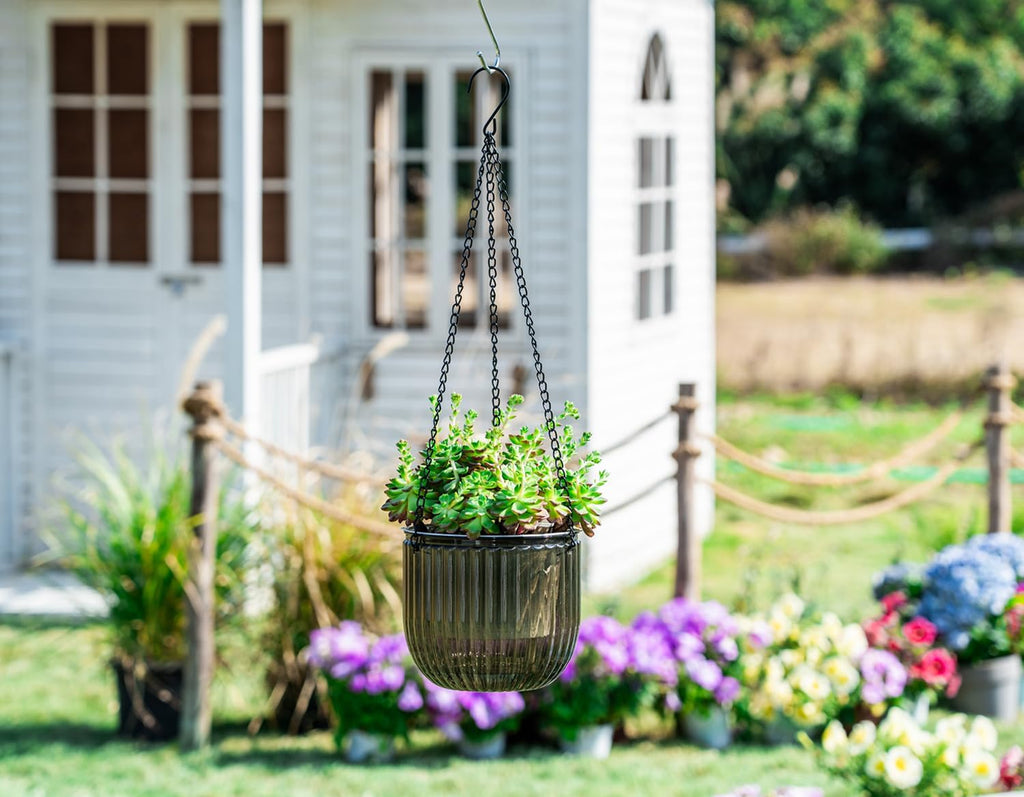 Melphoe Self Watering Hanging Planters Indoor Flower Pots, (6.5’’+6.5’’+5.3''+5.3'' 4Pack) - Outdoor Hanging Plant Pot