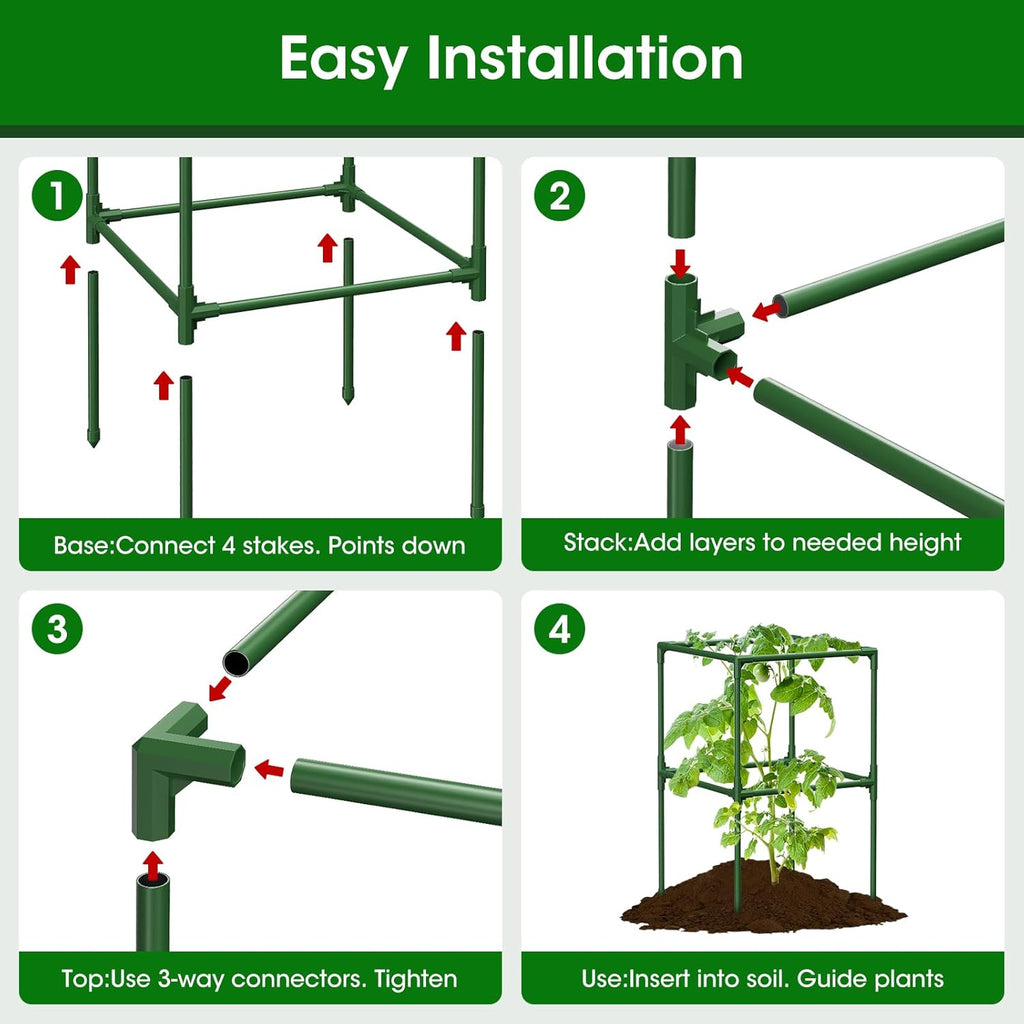 4 Pack Tomato Cage for Garden Support, 43 inch Tall Adjustable Plant Support Stakes, Tomato Trellis Extra Bold for