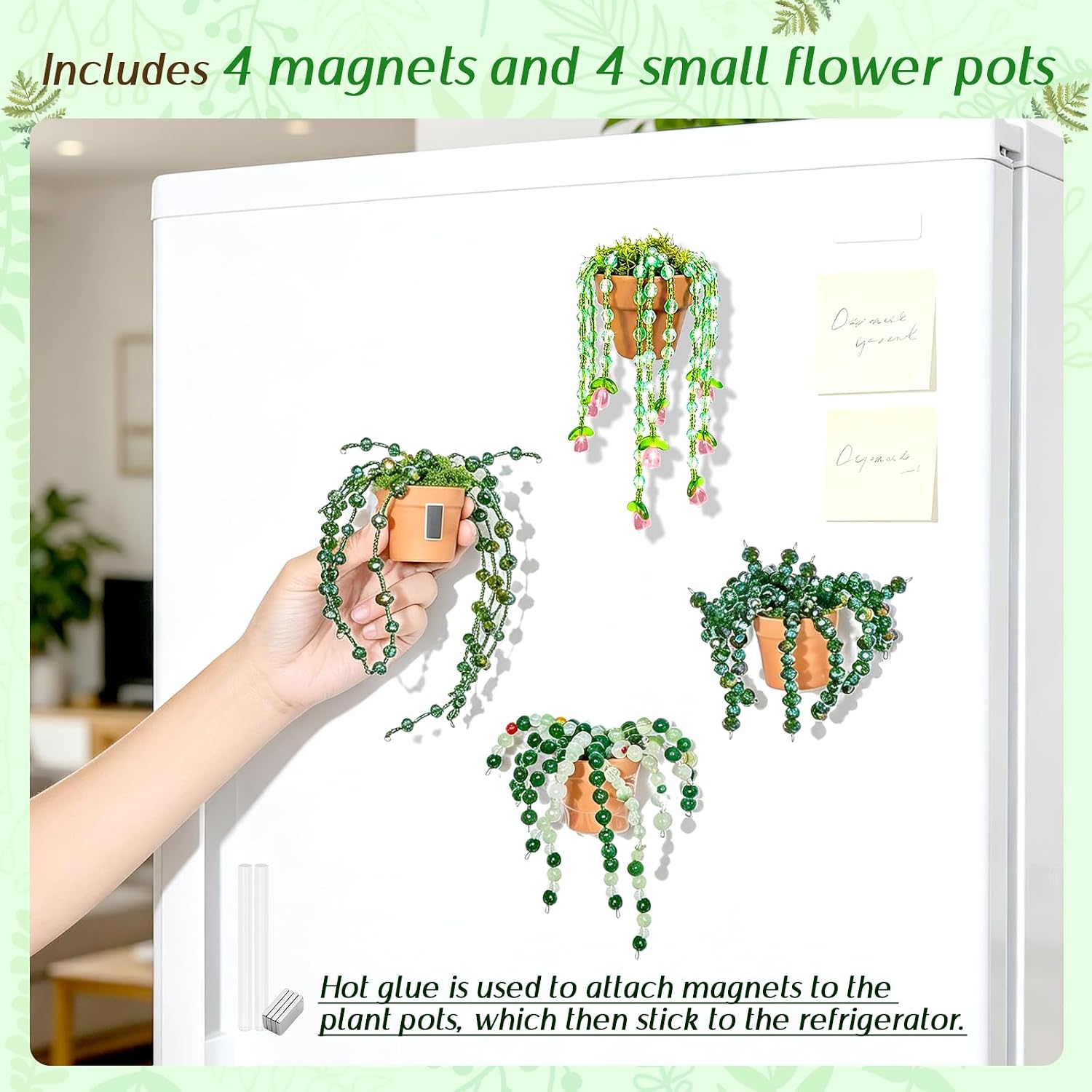 ZYNERY 5600pcs Beaded Plant Kit, Green Glass Beads, with A Full Set of Tools Green Beads Kit Glass for Making Succulent